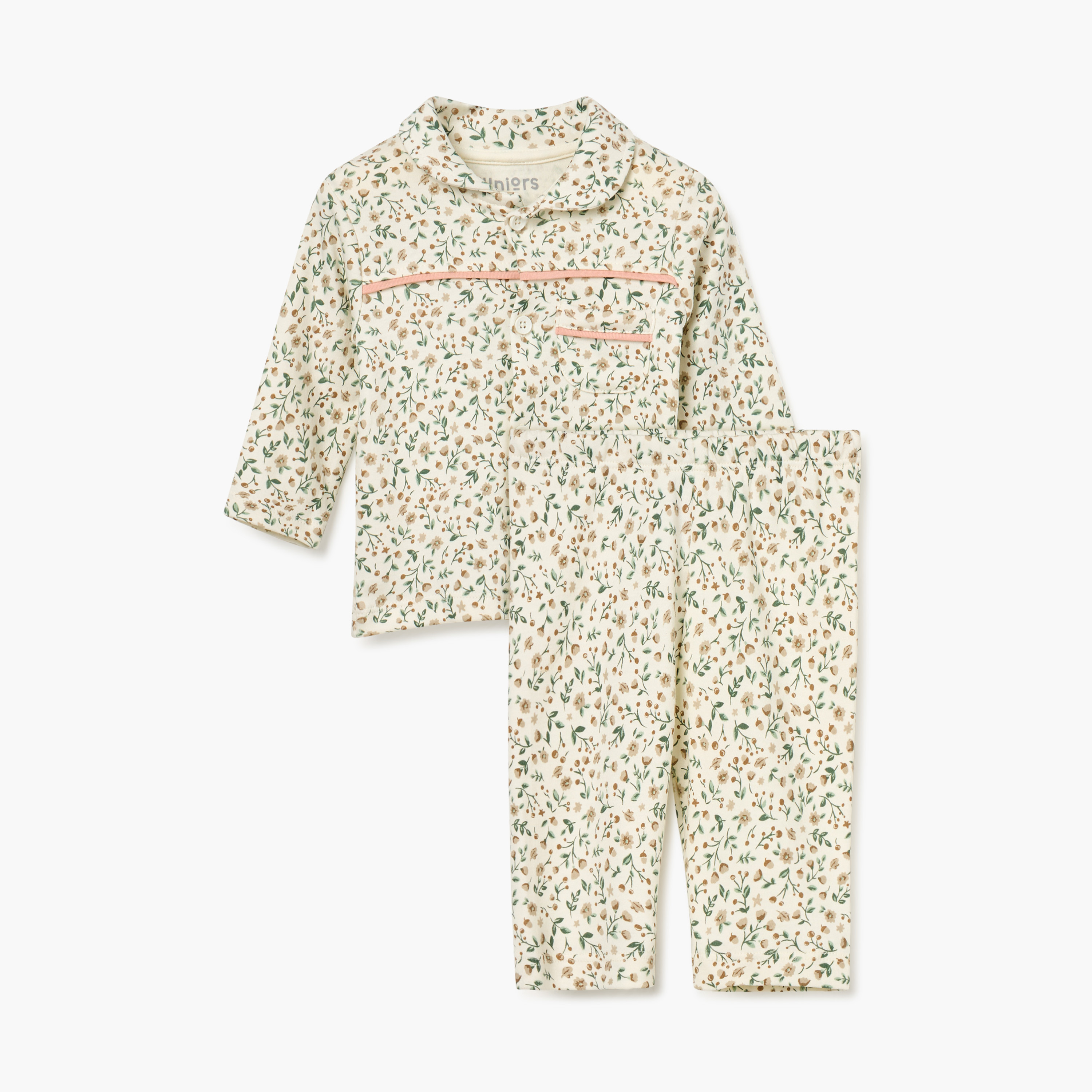 Juniors Floral Print Shirt and Pyjama Set-baby-girls-clothing-nightwear-pyjamasets-image-1