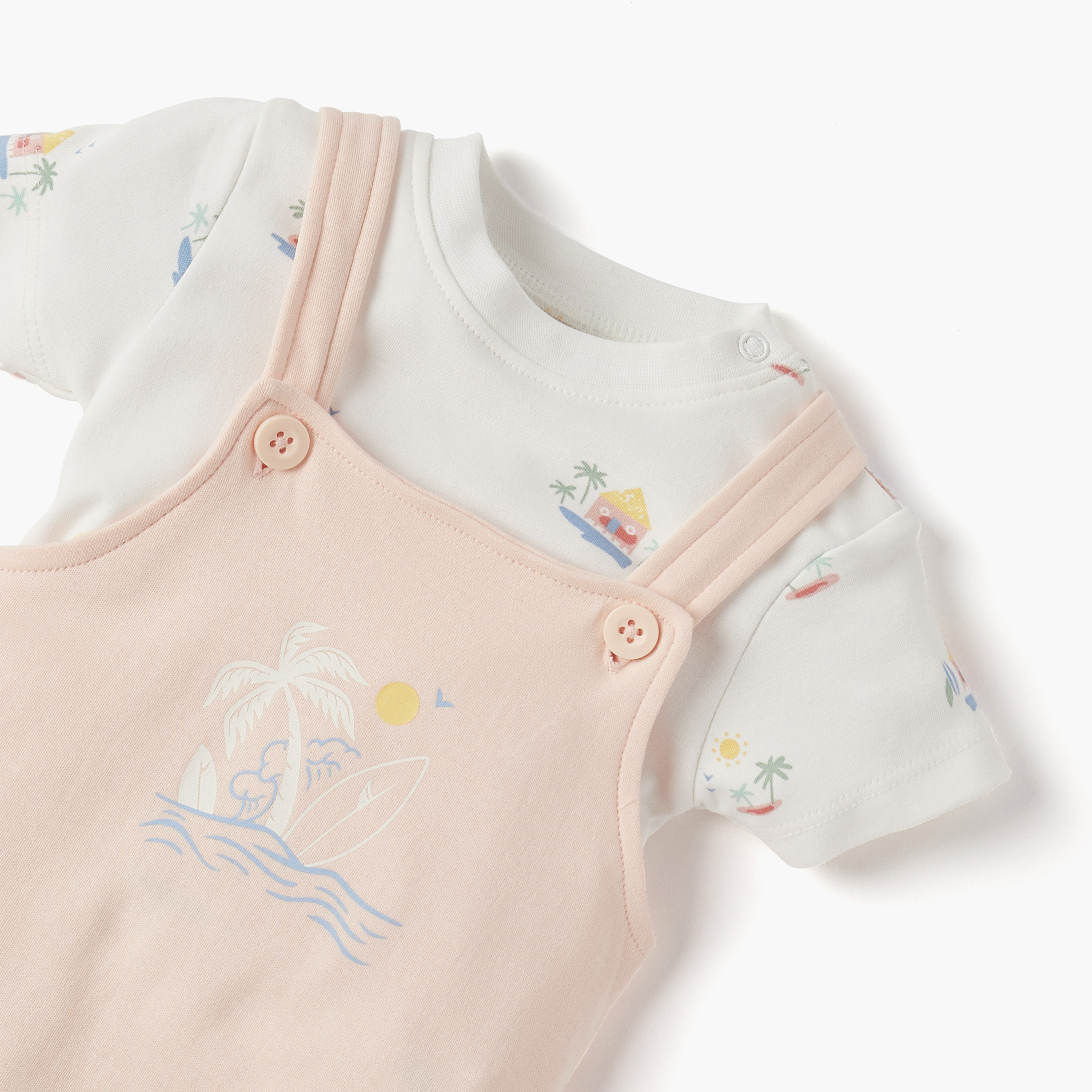 Juniors Printed Short Sleeves T-shirt and Dungaree Set-baby-boys-clothing-setsandcoords-image-4