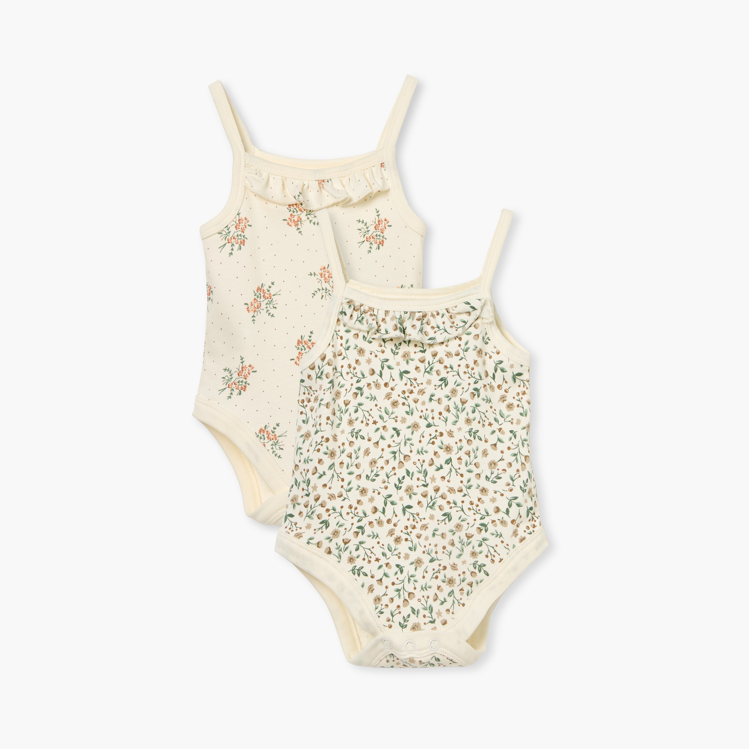 Juniors Floral Print Sleeveless Bodysuit with Snap Button Closure - Set of 2-baby-girls-clothing-bodysuits-image-1