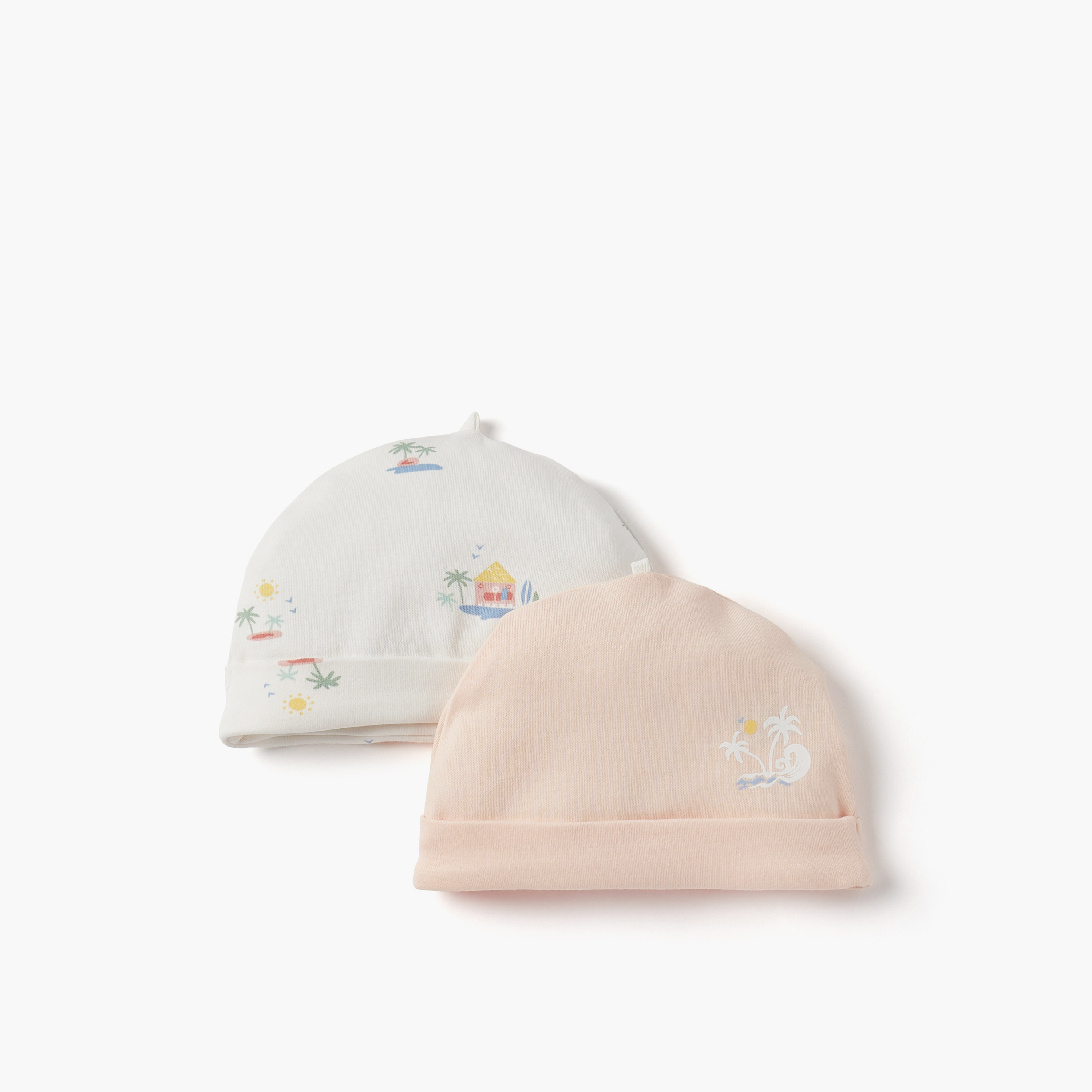 Juniors Printed Beanie Cap - Set of 2-baby-boys-accessories-caps-image-1