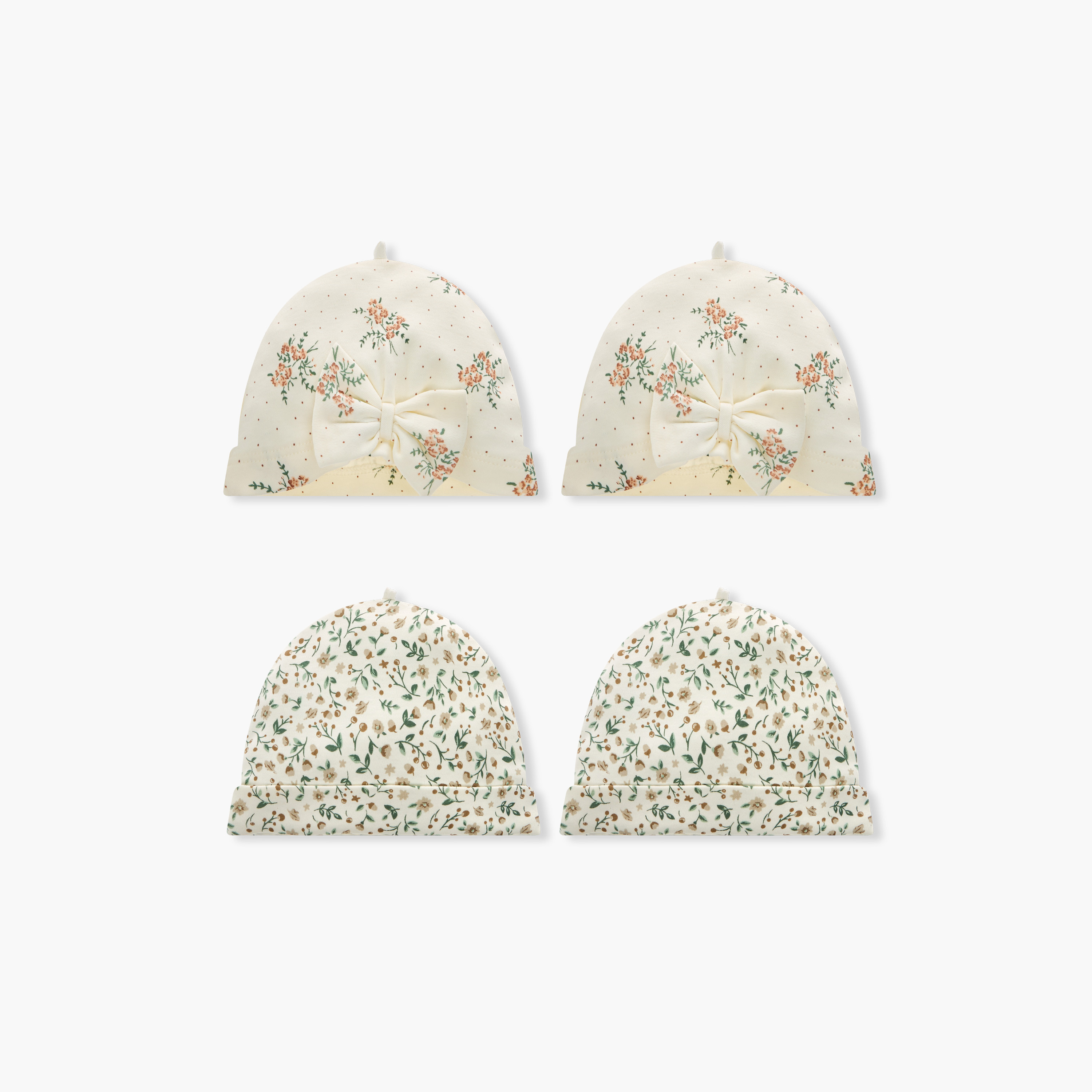 Juniors Floral Print Cap - Set of 2-baby-girls-accessories-caps-image-1