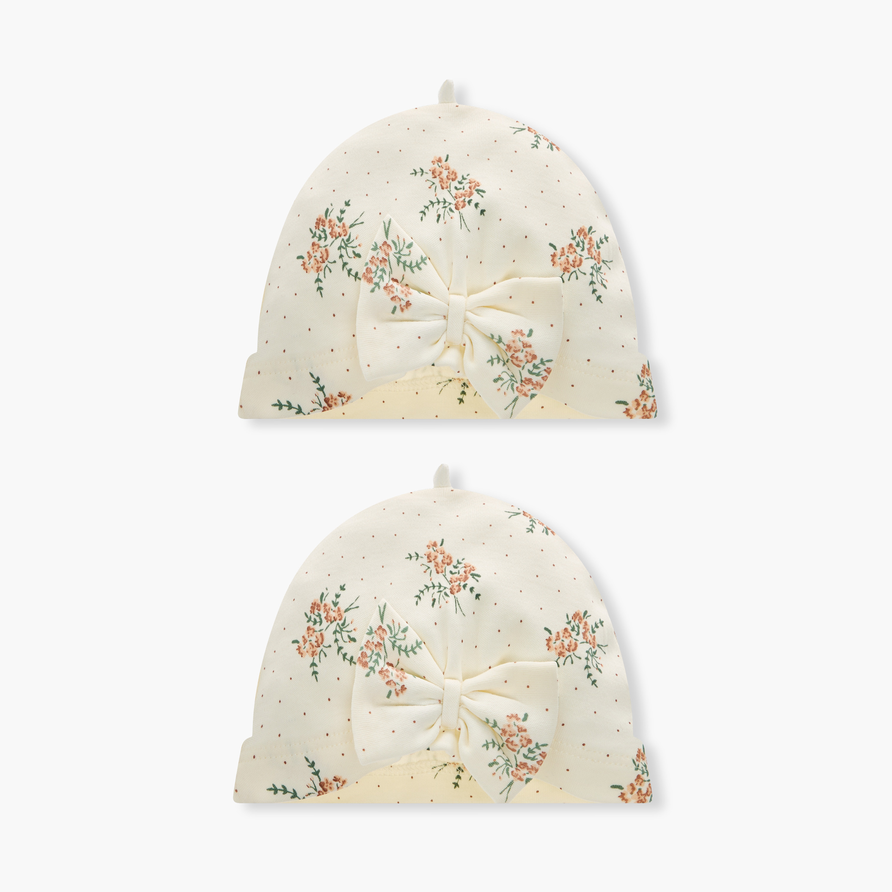Juniors Floral Print Cap - Set of 2-baby-girls-accessories-caps-image-2