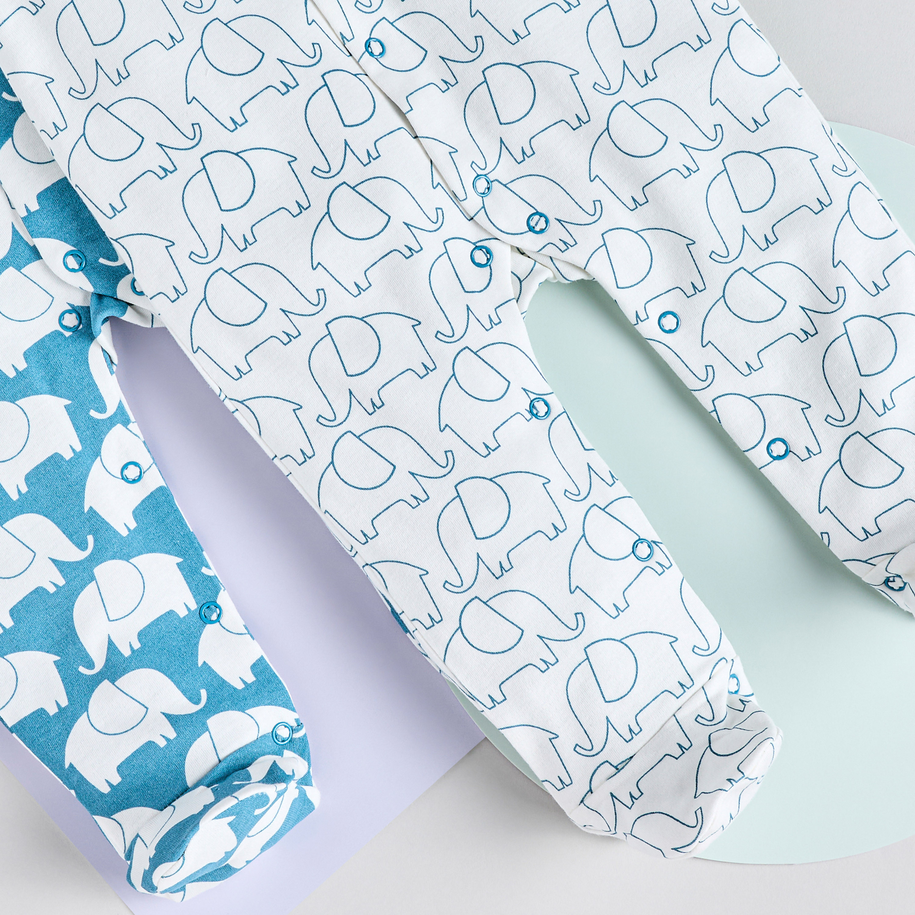 Juniors All-Over Elephant Print Cotton Closed Feet Sleepsuit - Set of 2-baby-boys-clothing-nightwear-sleepsuits-image-5