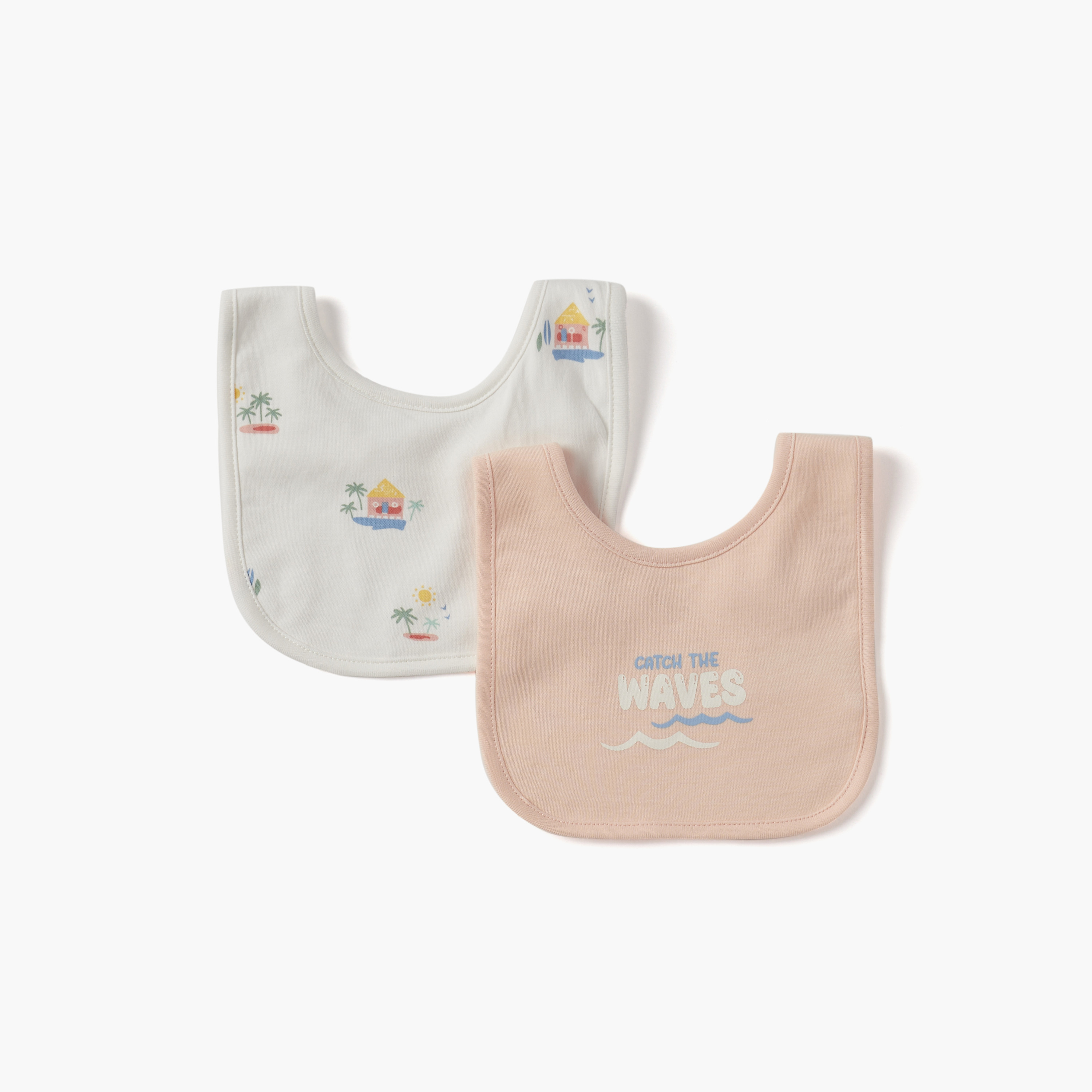مرايل بطبعات وزر إغلاق كبس من جونيورز - طقم من قطعتين-baby-feeding-bibs-image-1