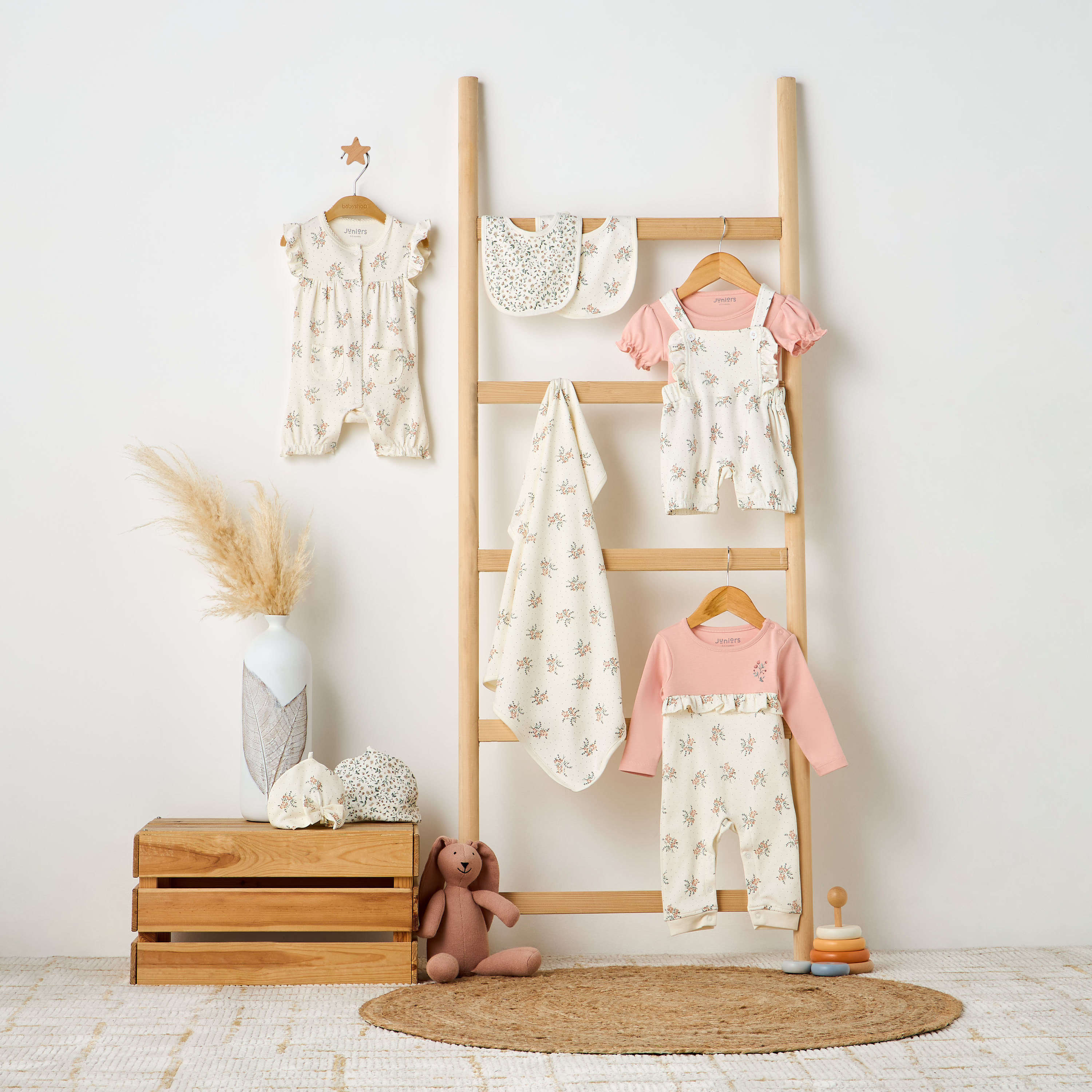 Juniors Floral Print Bib with Snap Button Closure - Set of 2-baby-feeding-bibs-image-4