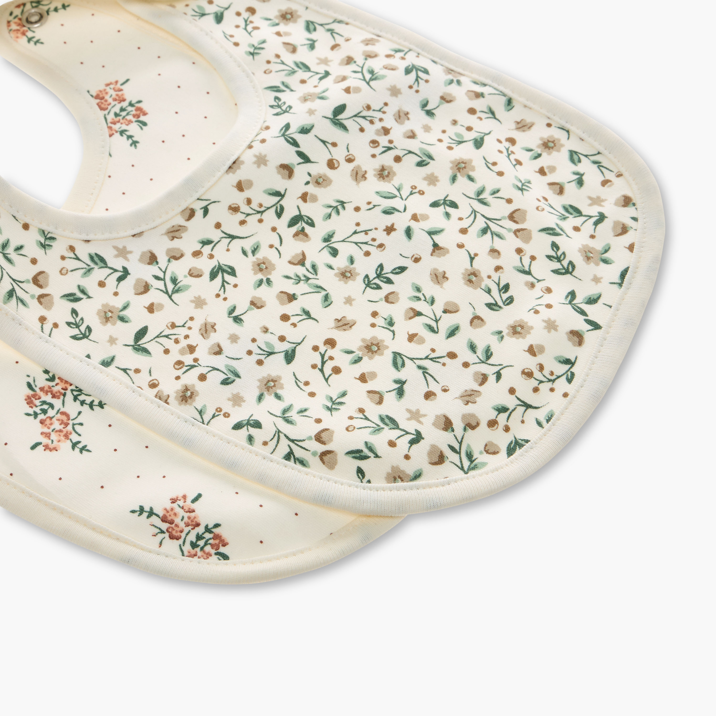 Juniors Floral Print Bib with Snap Button Closure - Set of 2-baby-feeding-bibs-image-5