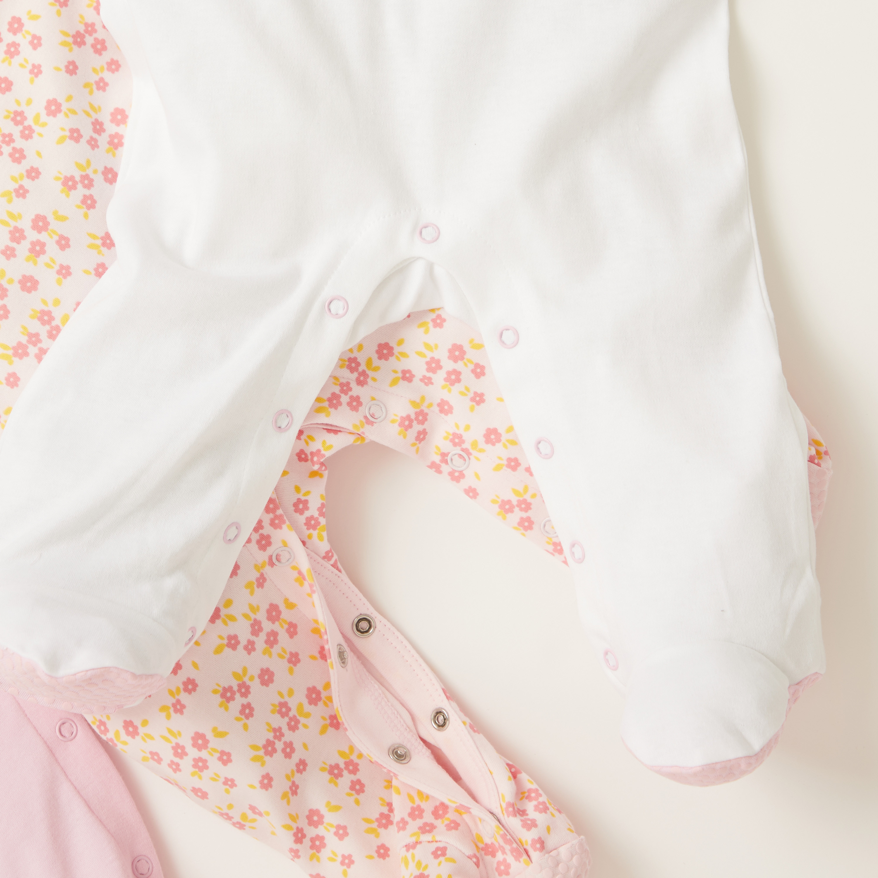 Juniors Printed Closed Feet Sleepsuit with Long Sleeves - Set of 3-baby-girls-clothing-nightwear-sleepsuits-image-4