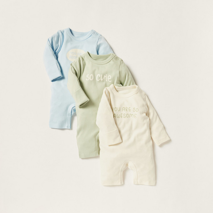 Juniors Printed Long Sleeve Sleepsuit - Set of 3