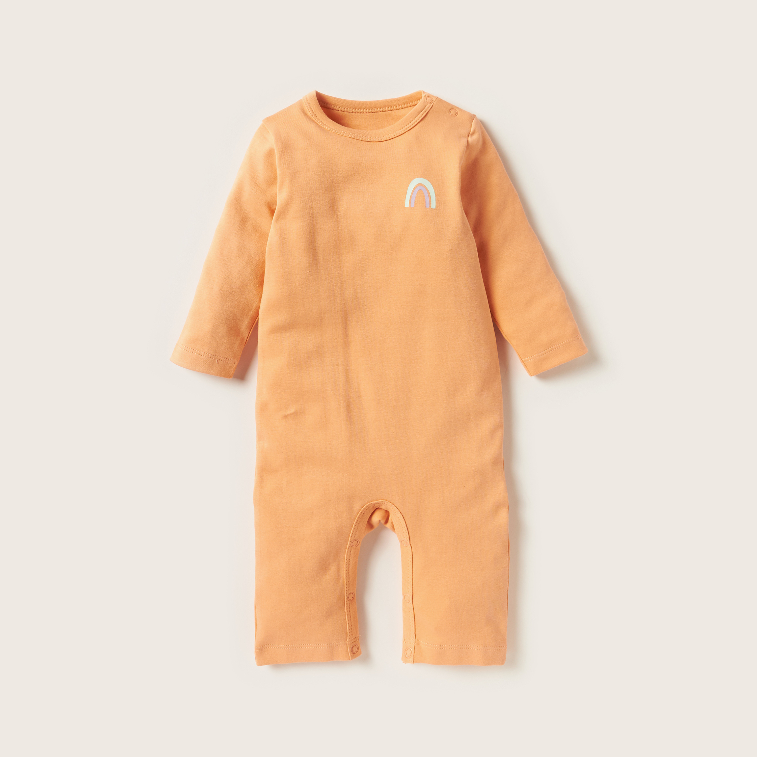 Juniors Printed Romper with Long Sleeves - Set of 3-baby-girls-clothing-nightwear-sleepsuits-image-2