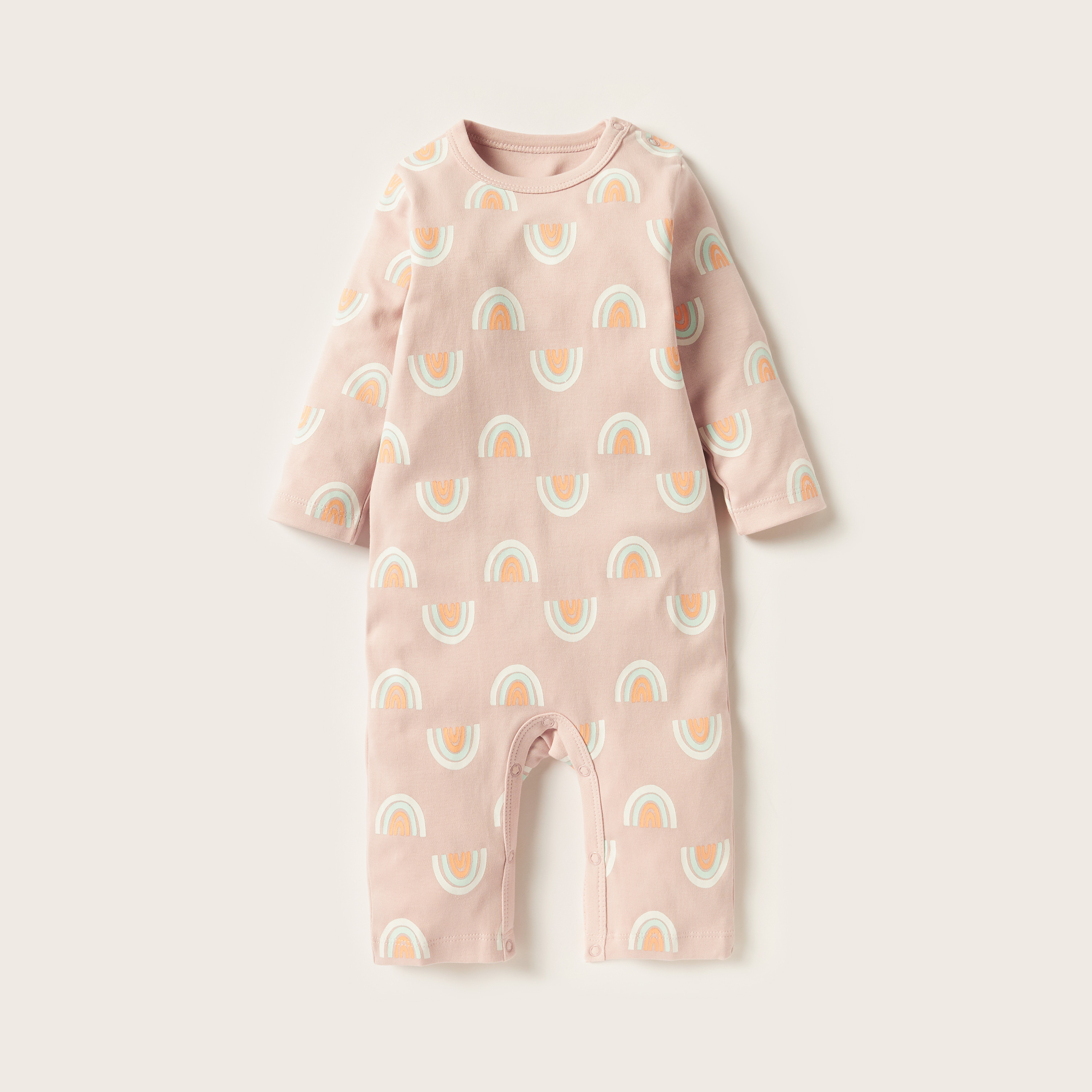 Juniors Printed Romper with Long Sleeves - Set of 3-baby-girls-clothing-nightwear-sleepsuits-image-3