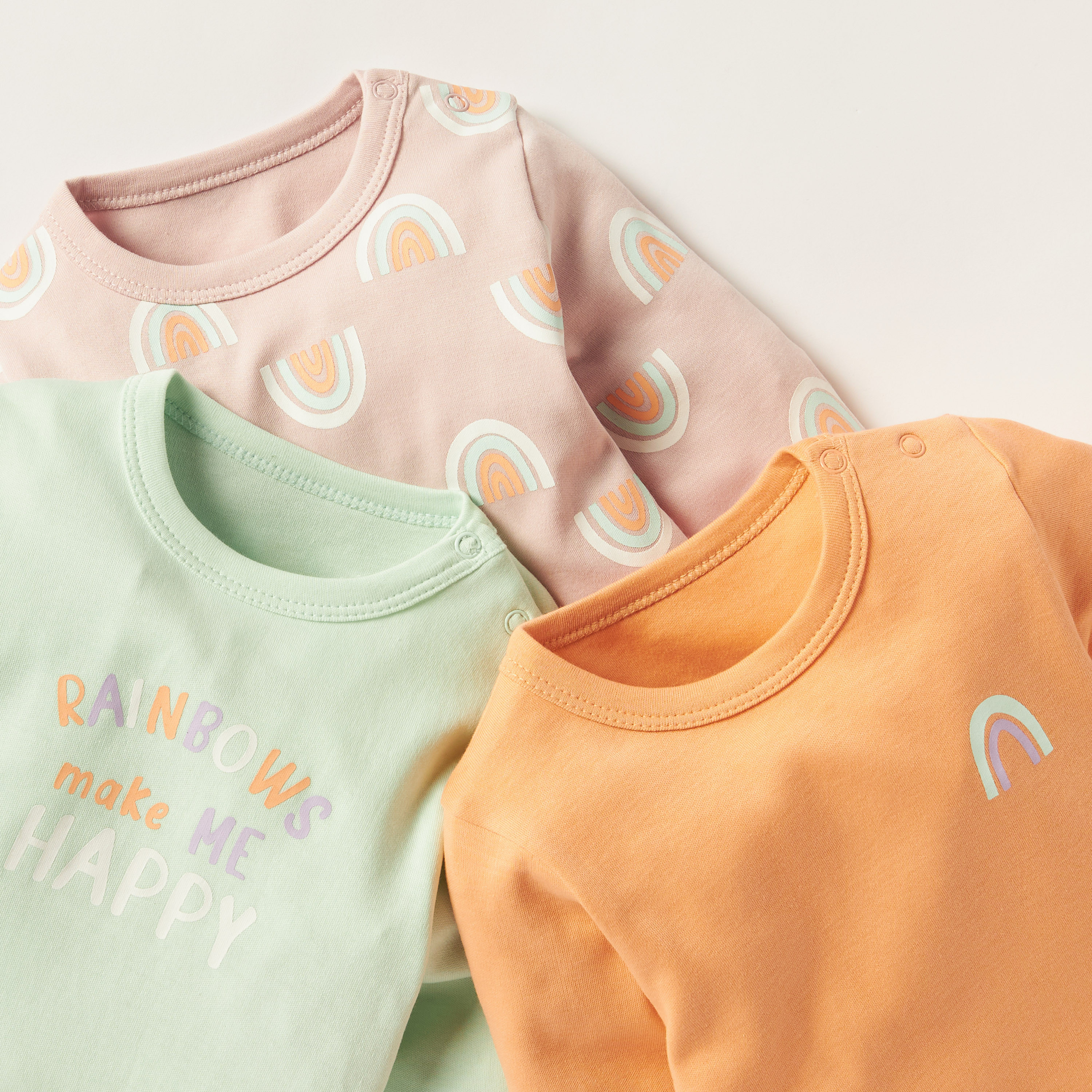 Juniors Printed Romper with Long Sleeves - Set of 3-baby-girls-clothing-nightwear-sleepsuits-image-5