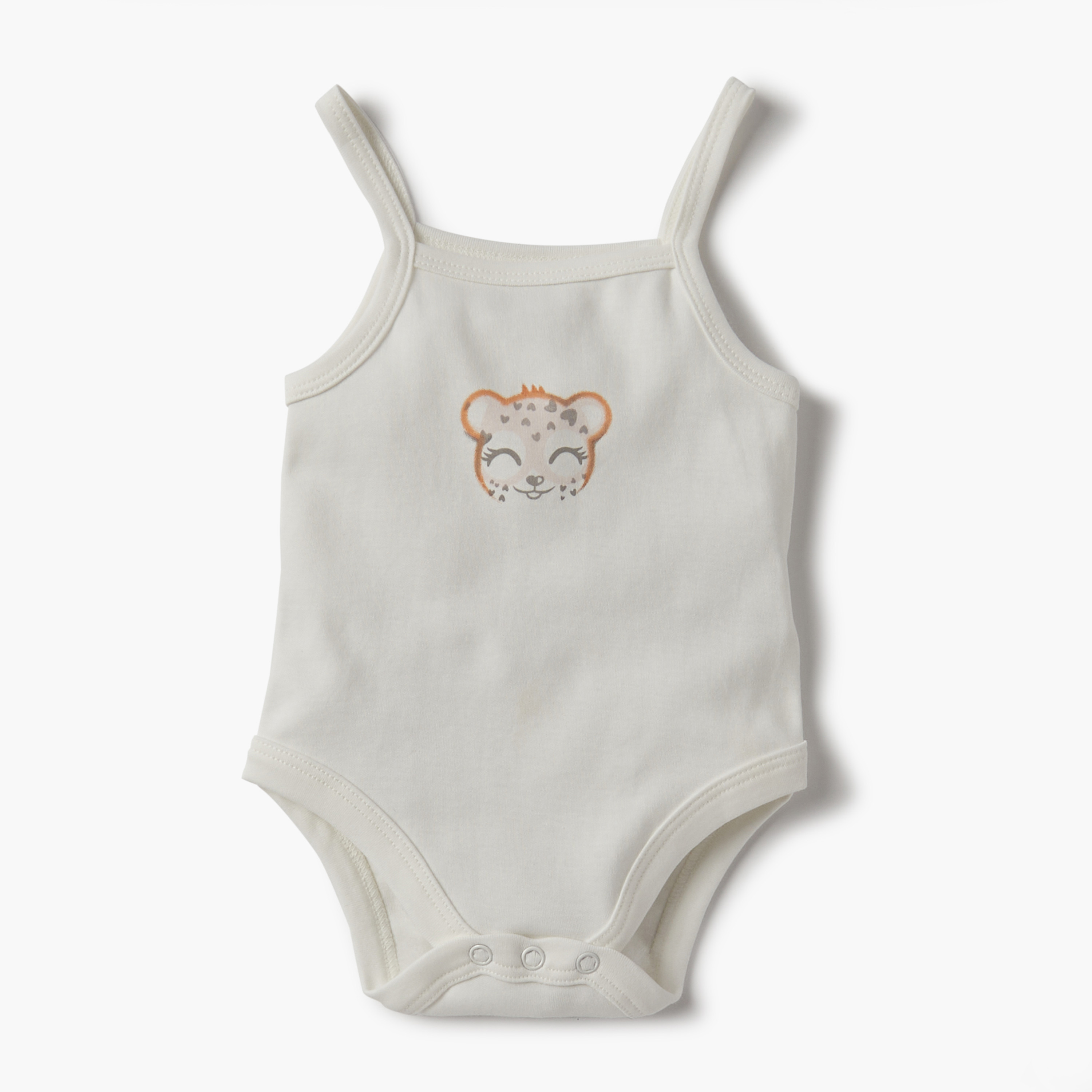 Juniors Printed Strappy Bodysuit with Snap Button Closure - Set of 3-baby-girls-clothing-bodysuits-image-3