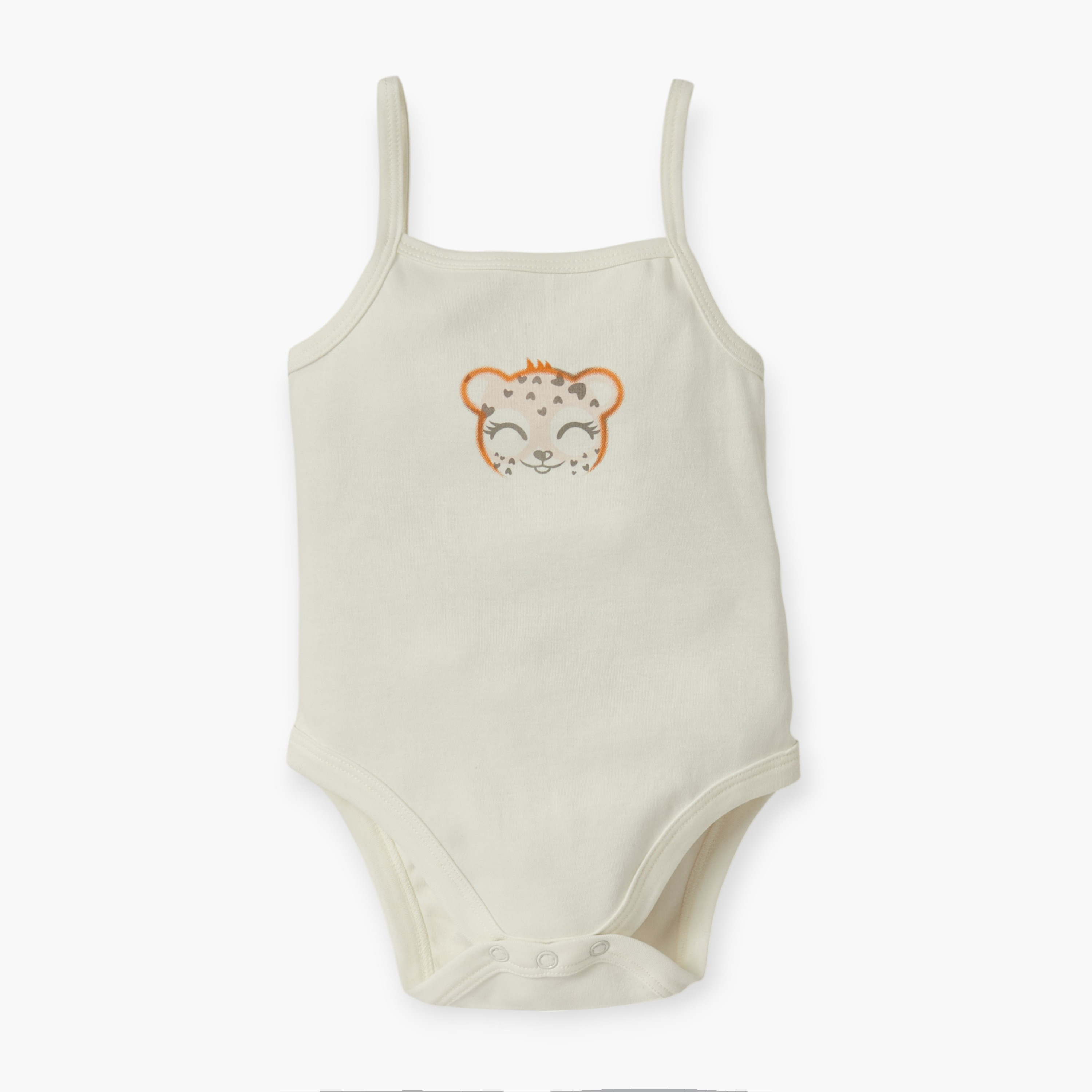 Juniors Printed Strappy Bodysuit with Snap Button Closure - Set of 3-baby-girls-clothing-bodysuits-image-3