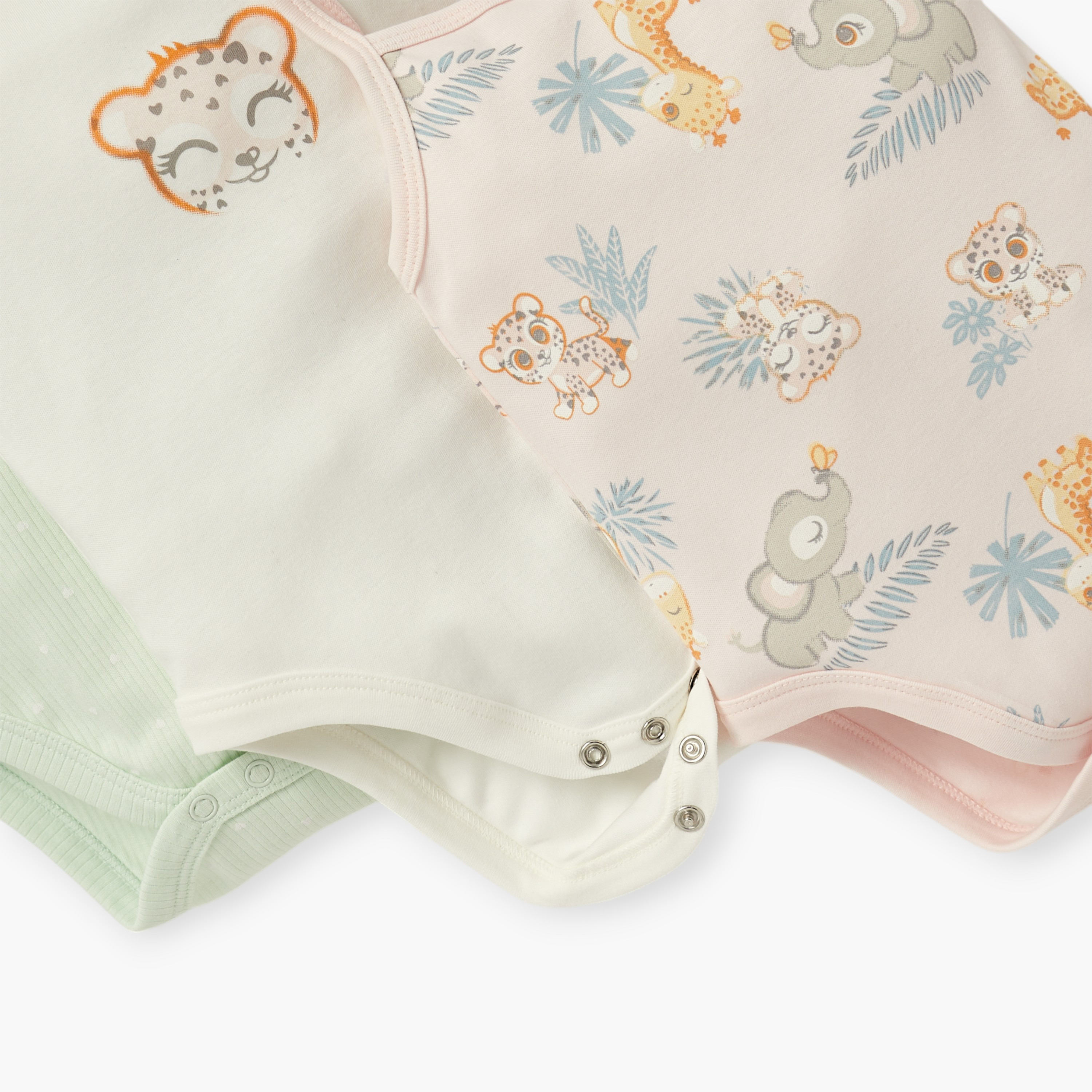 Juniors Printed Strappy Bodysuit with Snap Button Closure - Set of 3-baby-girls-clothing-bodysuits-image-6