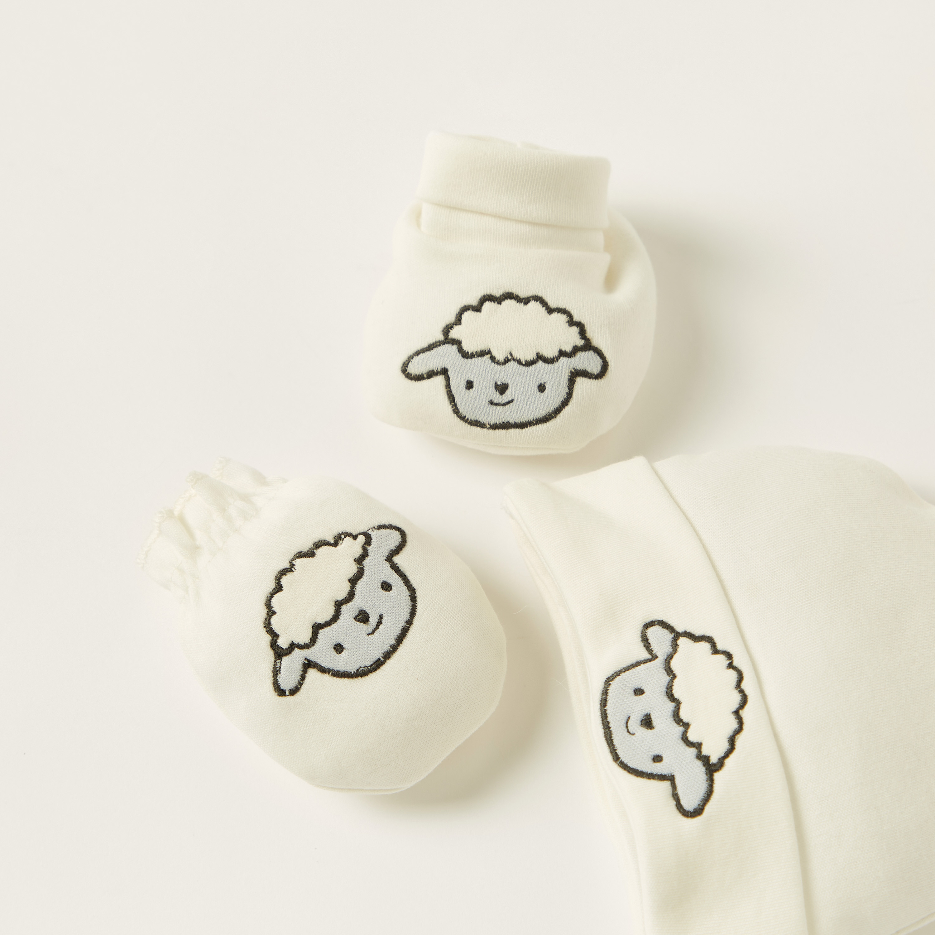 Juniors Embroidered Beanie Cap with Mittens and Booties-baby-boys-accessories-caps-image-5