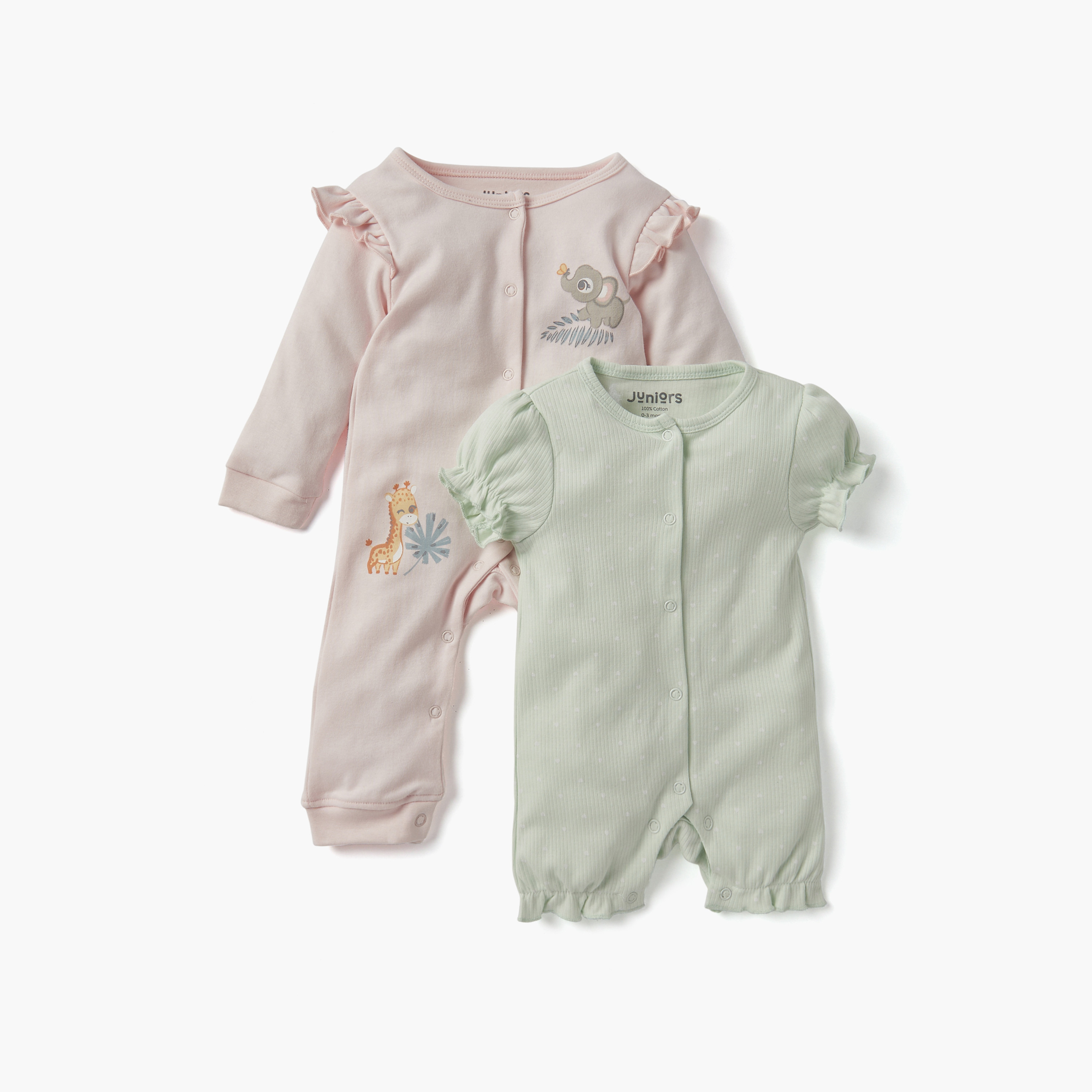 Juniors Animal Print Sleepsuit and Romper Set-baby-girls-clothing-nightwear-sleepsuits-image-1