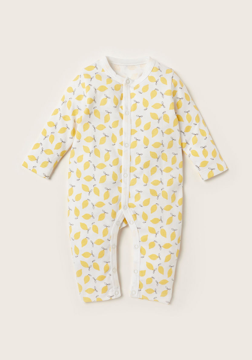 Juniors Lemon Print Long Sleeves Romper with Blanket and Bib-Clothes Sets-image-1