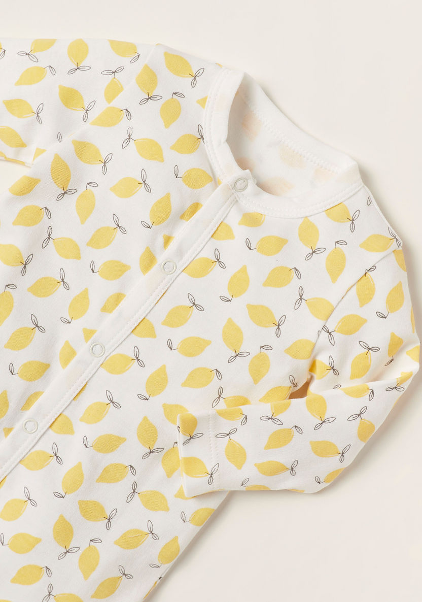 Juniors Lemon Print Long Sleeves Romper with Blanket and Bib-Clothes Sets-image-4