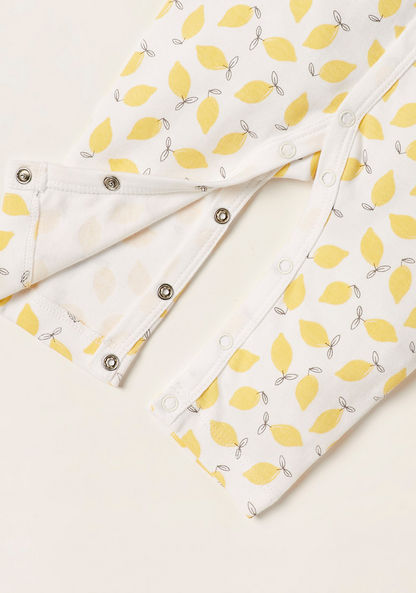 Juniors Lemon Print Long Sleeves Romper with Blanket and Bib