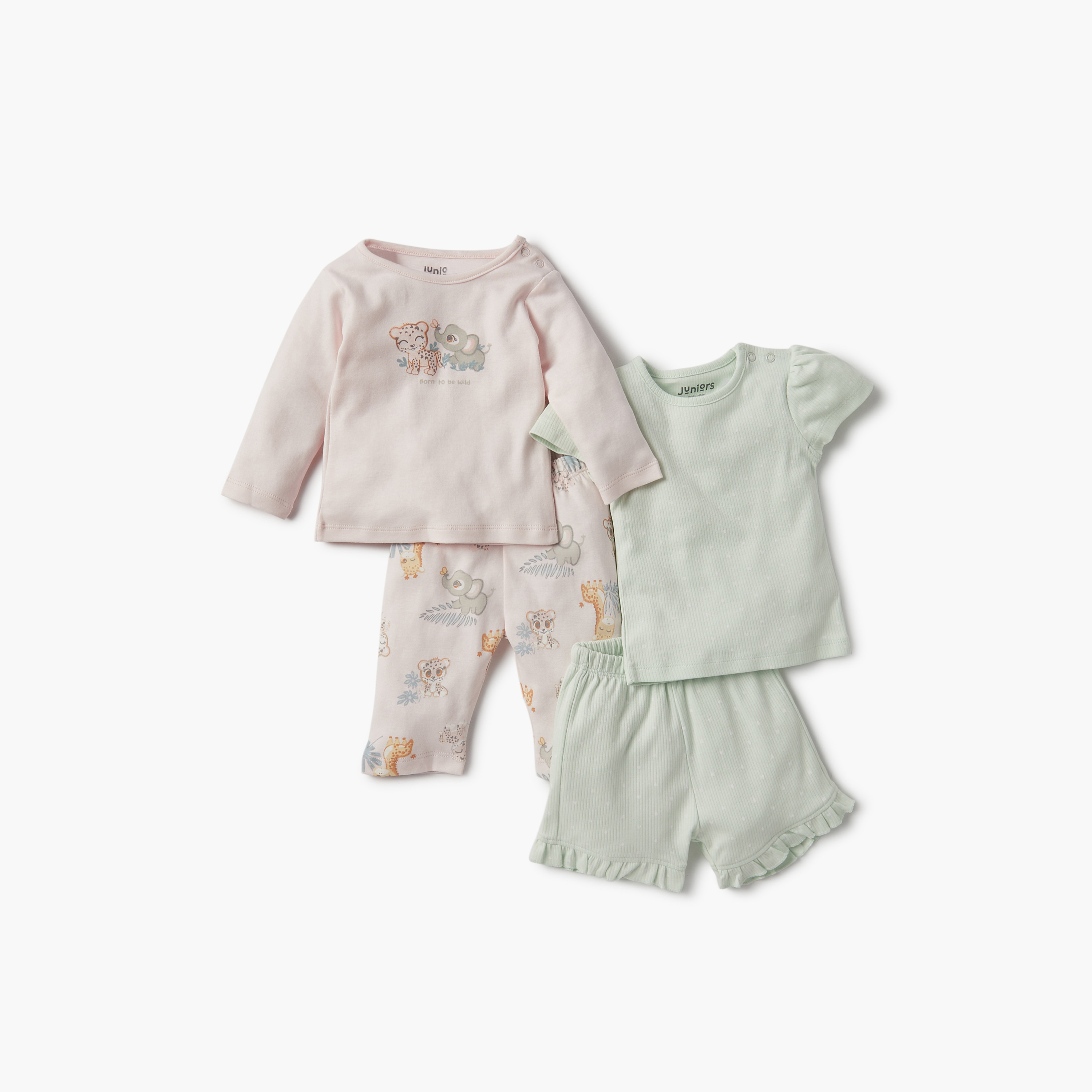 Juniors Assorted T-shirt with Pyjama - Set of 2-baby-girls-clothing-nightwear-pyjamasets-image-1