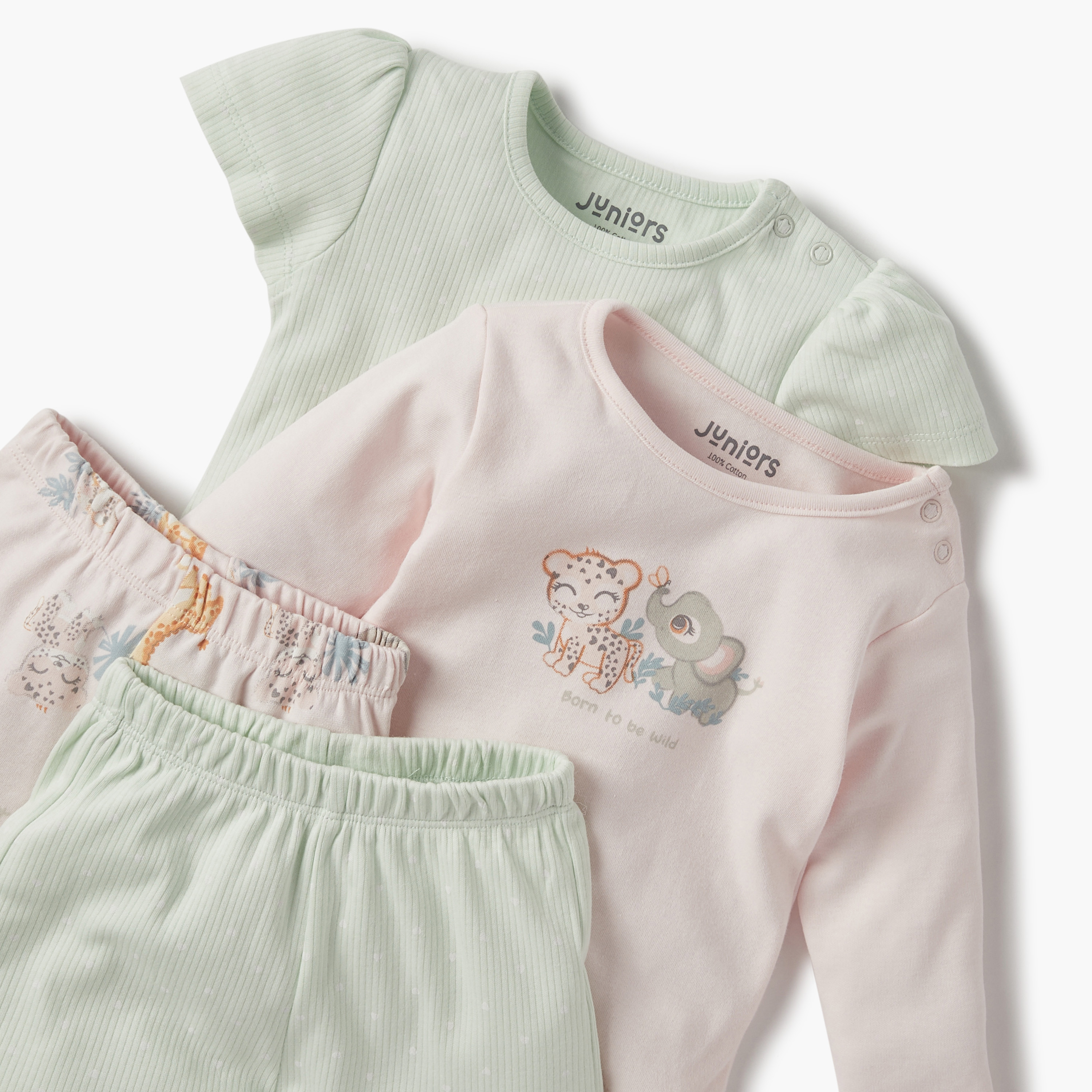 Juniors Assorted T-shirt with Pyjama - Set of 2-baby-girls-clothing-nightwear-pyjamasets-image-4