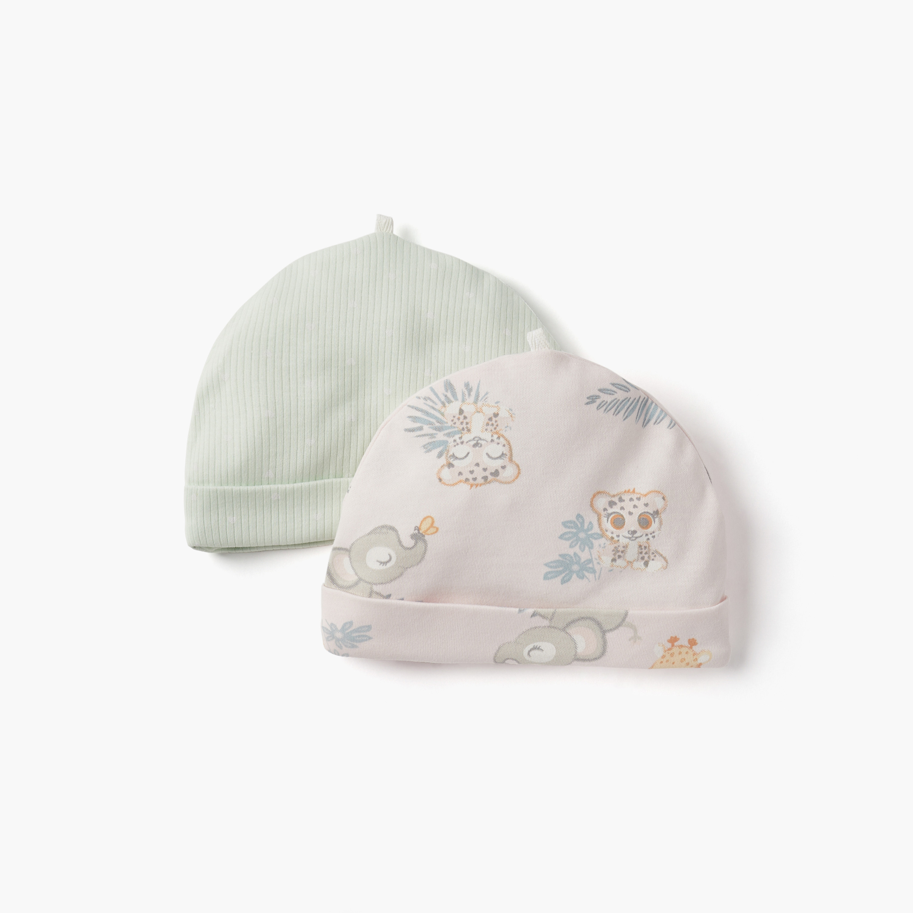 Juniors Printed Beanie Cap - Set of 2-baby-girls-accessories-caps-image-1