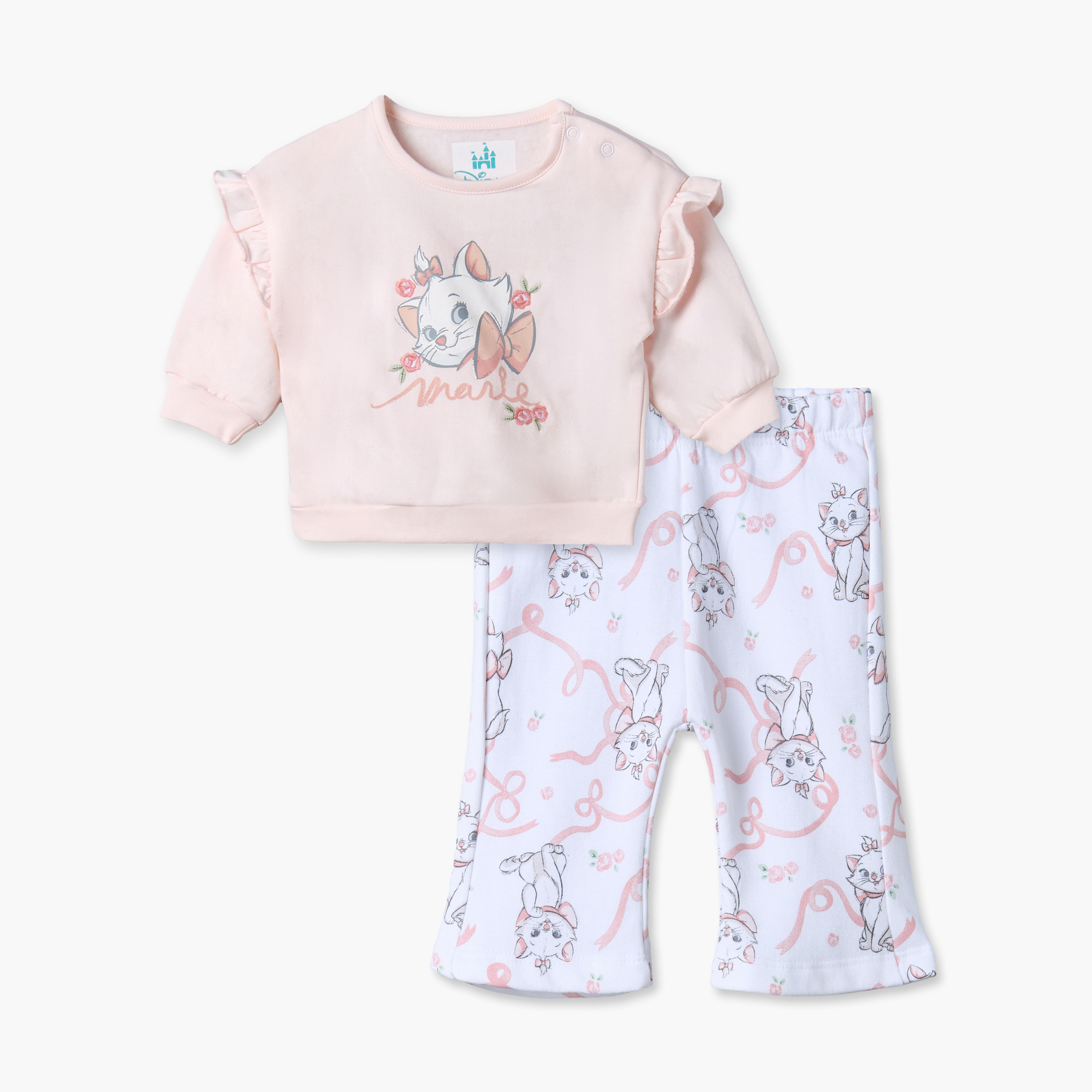 Juniors Cotton Crew Neck Long Sleeves Pyjama Set with Marie Print-baby-girls-clothing-winterwear-pyjamasets-image-1