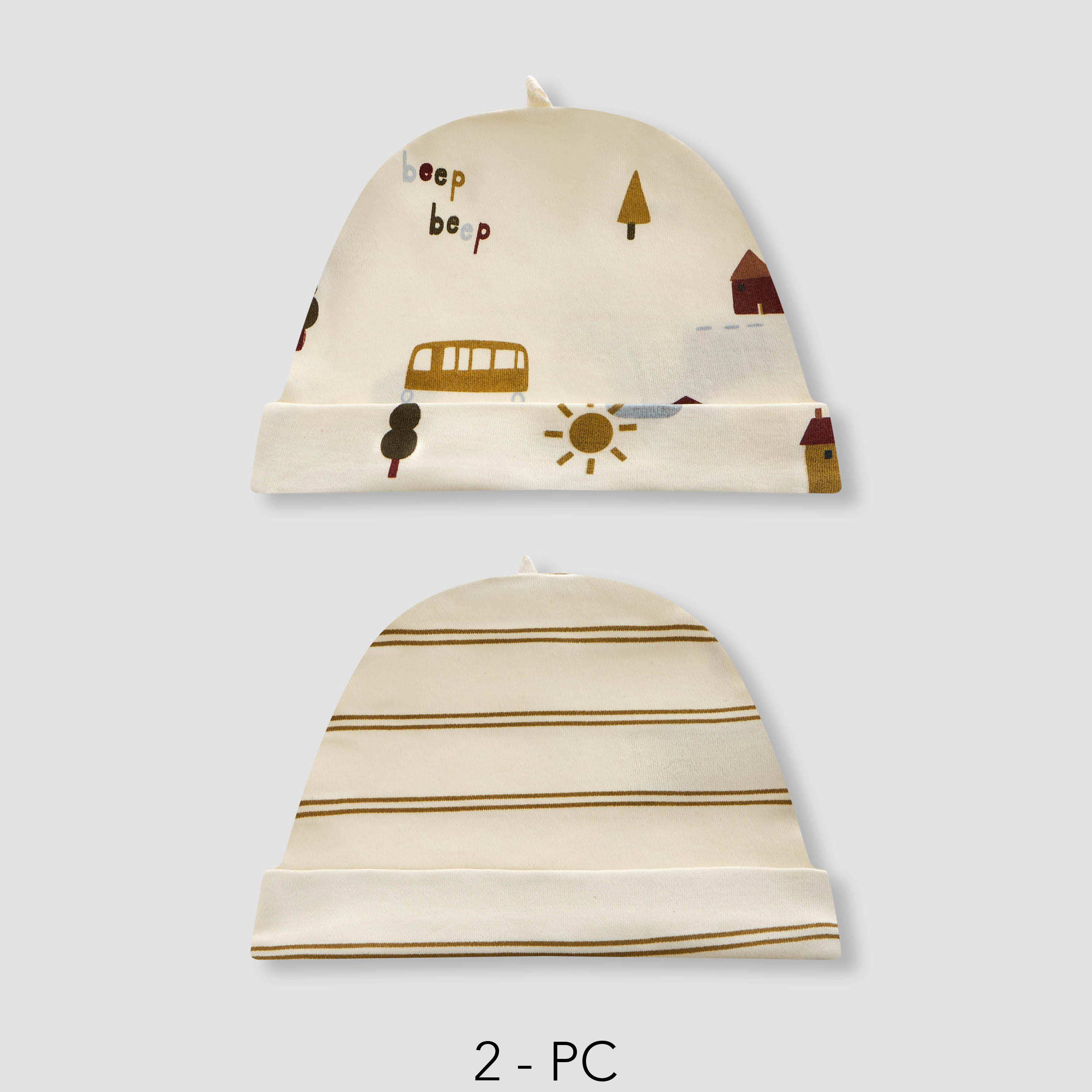Juniors Printed Beanie - Set of 2-baby-boys-accessories-caps-image-1