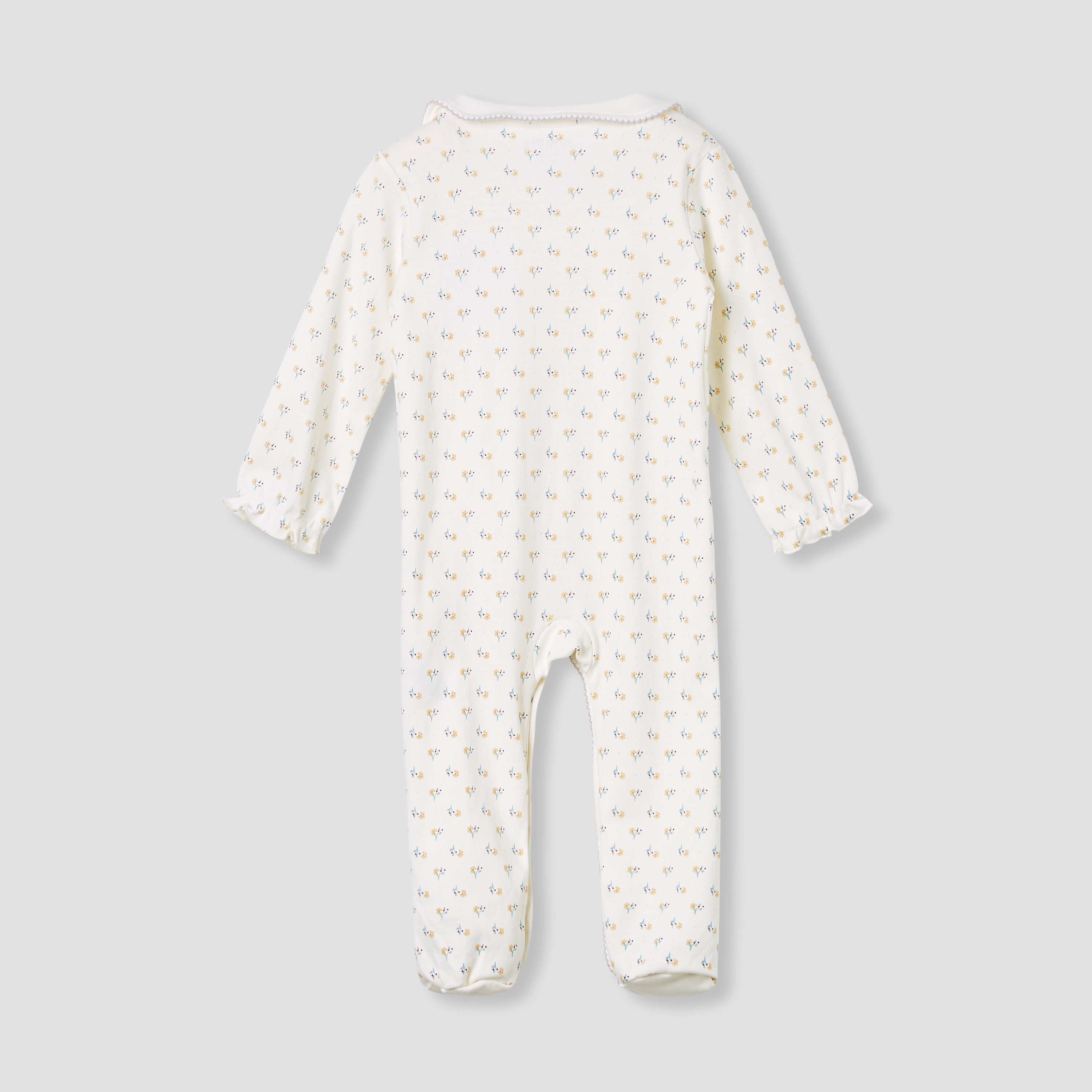 Juniors Floral Print Collared Sleepsuit with Long Sleeves-baby-girls-clothing-nightwear-sleepsuits-image-3