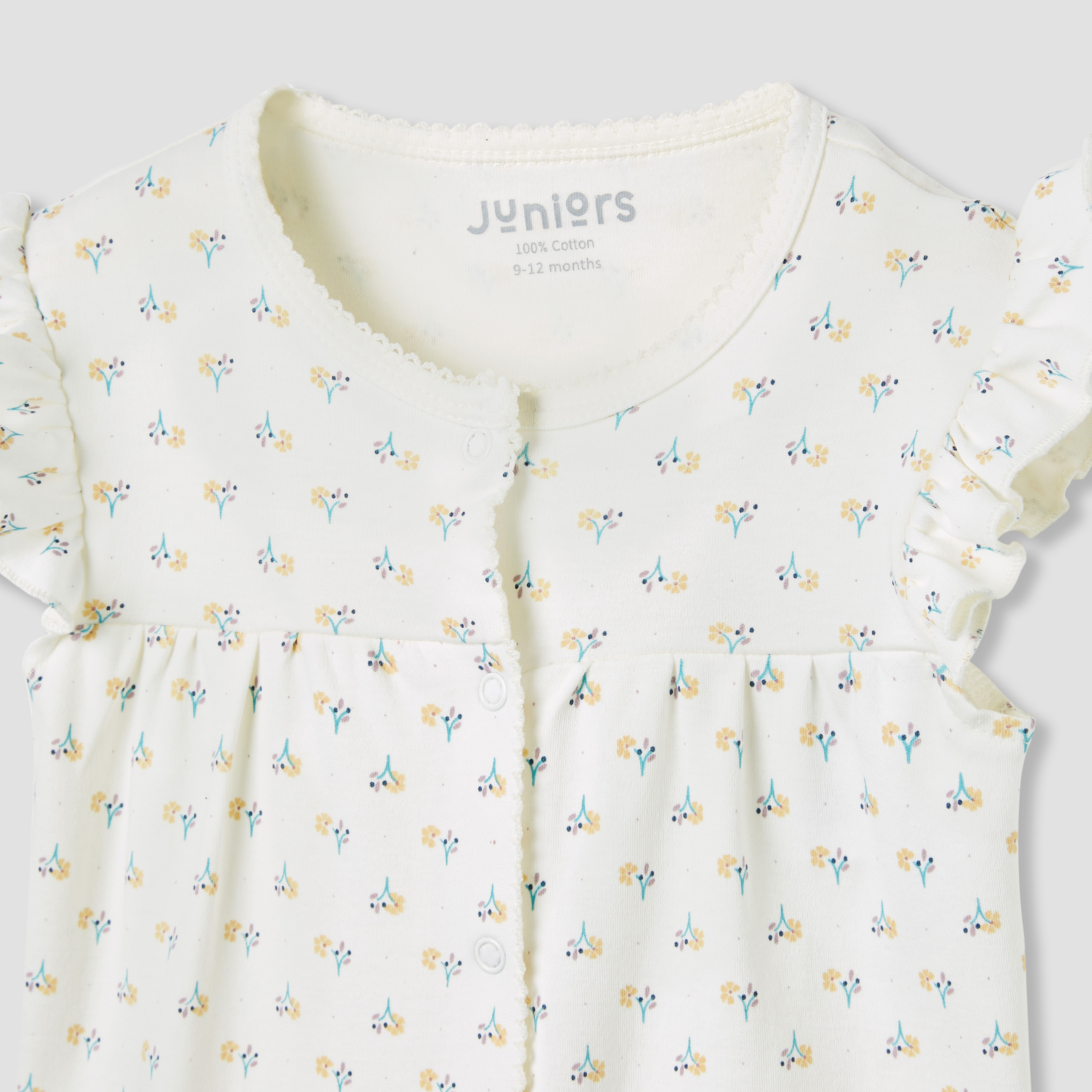 Juniors Floral Print Romper with Ruffle Sleeves-baby-girls-clothing-rompers-image-3