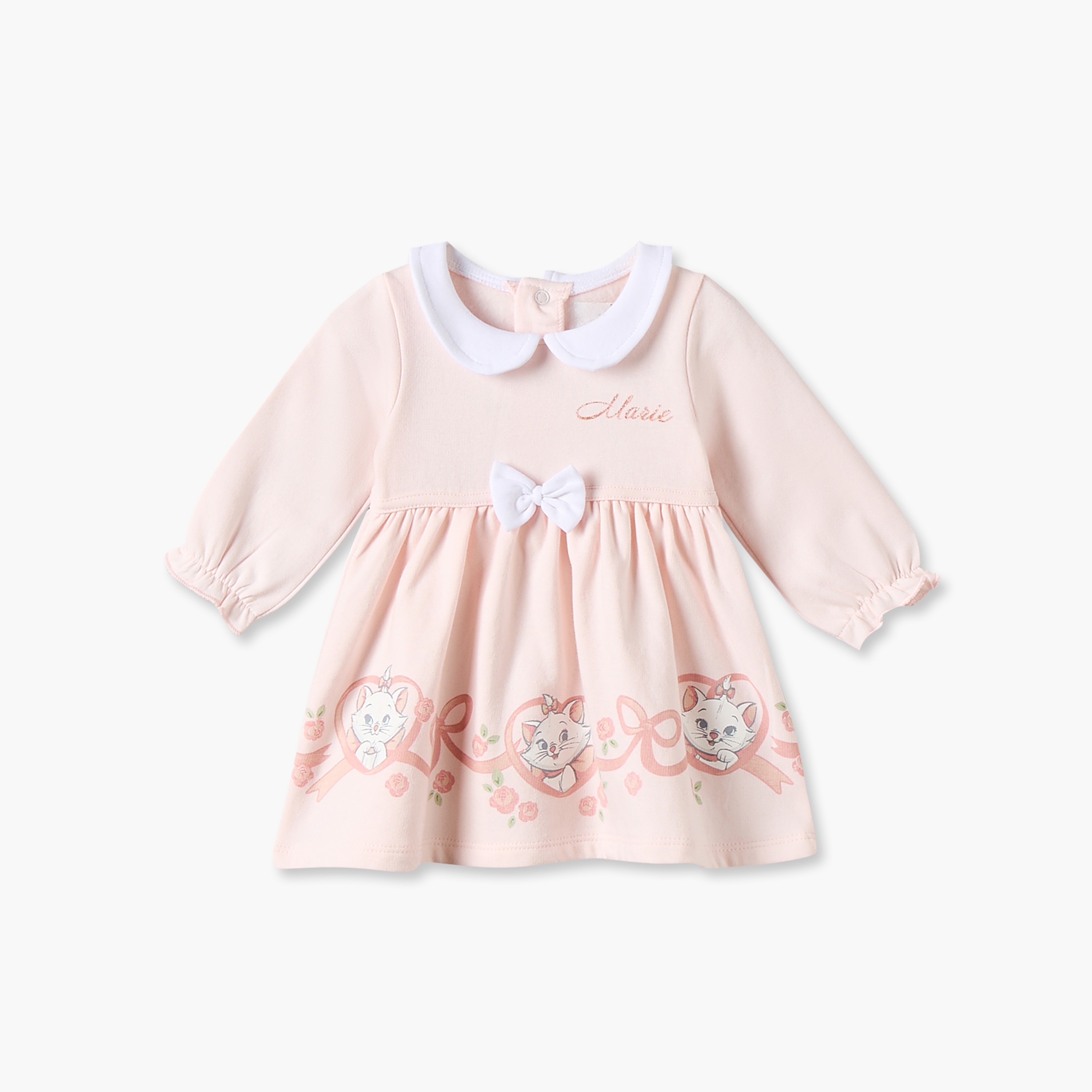 فستان بياقة بيتر بان وأكمام طويلة بطول الركبة بطبعات ماري من ديزني-baby-girls-clothing-winterwear-dresses-image-1