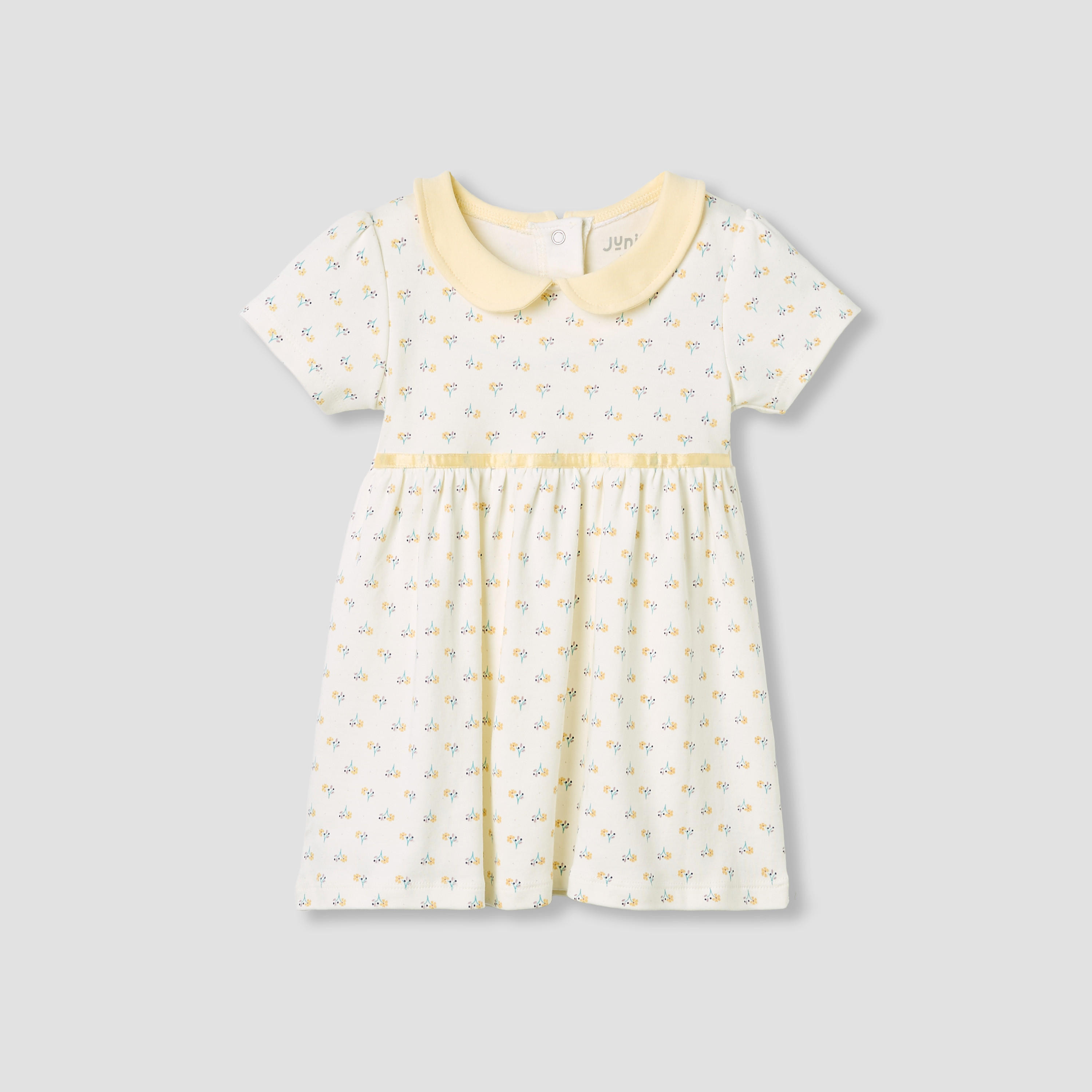 Juniors Floral Print Collared Dress with Short Sleeves-baby-girls-clothing-dressesandjumpsuits-image-2
