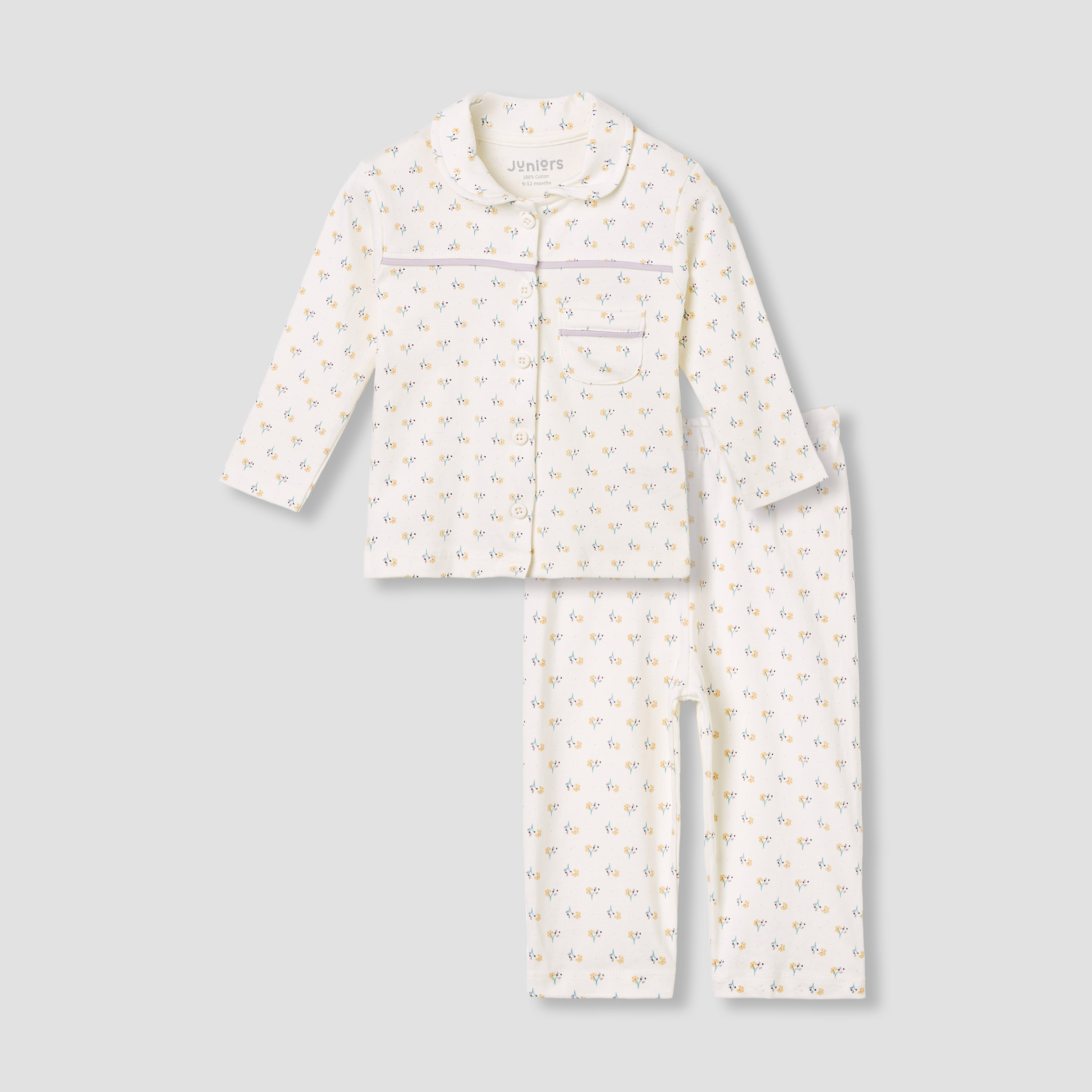 Juniors Floral Print Shirt and Pyjama Set-baby-girls-clothing-nightwear-pyjamasets-image-2