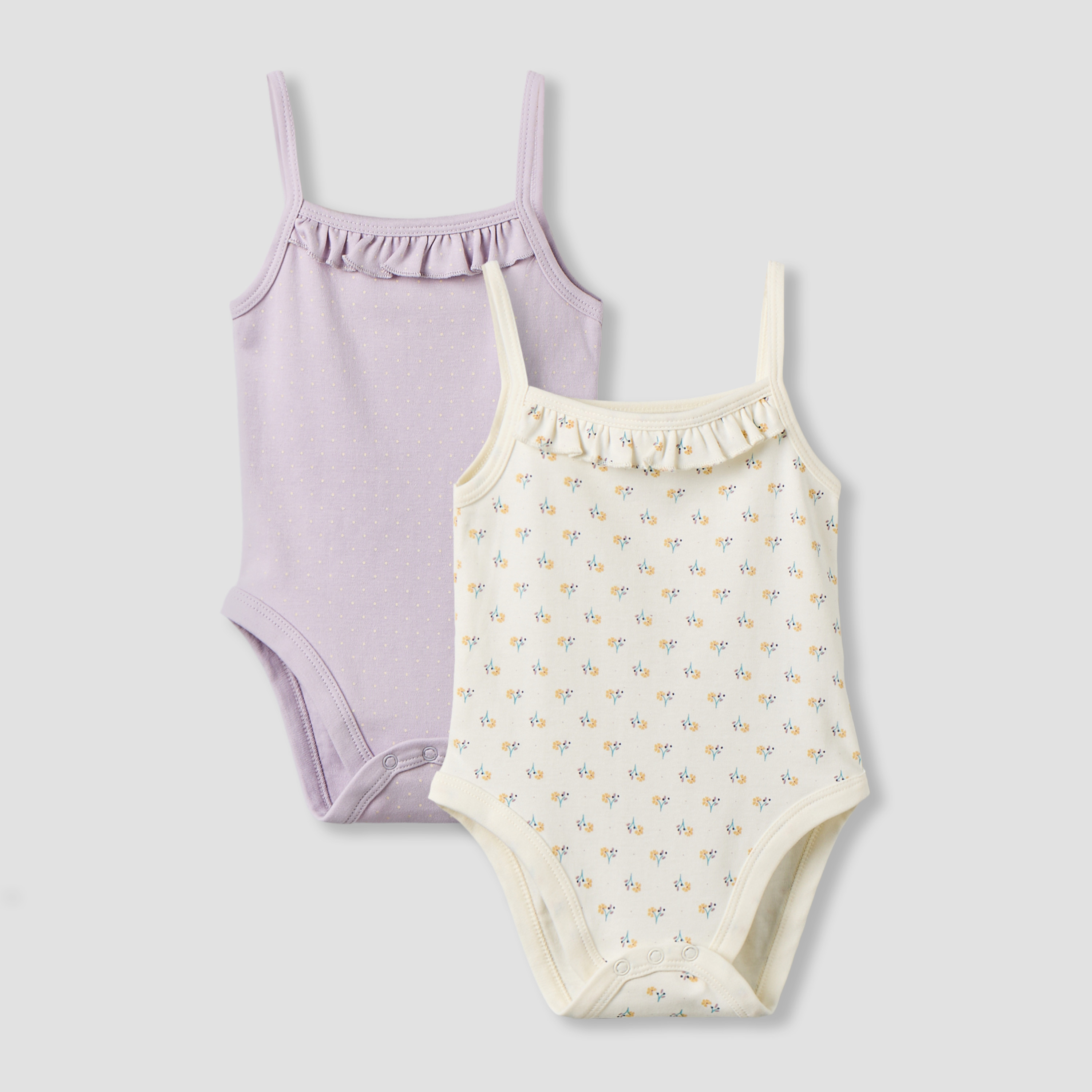 Juniors Printed Strappy Bodysuit with Button Closure - Set of 2-baby-girls-clothing-bodysuits-image-1