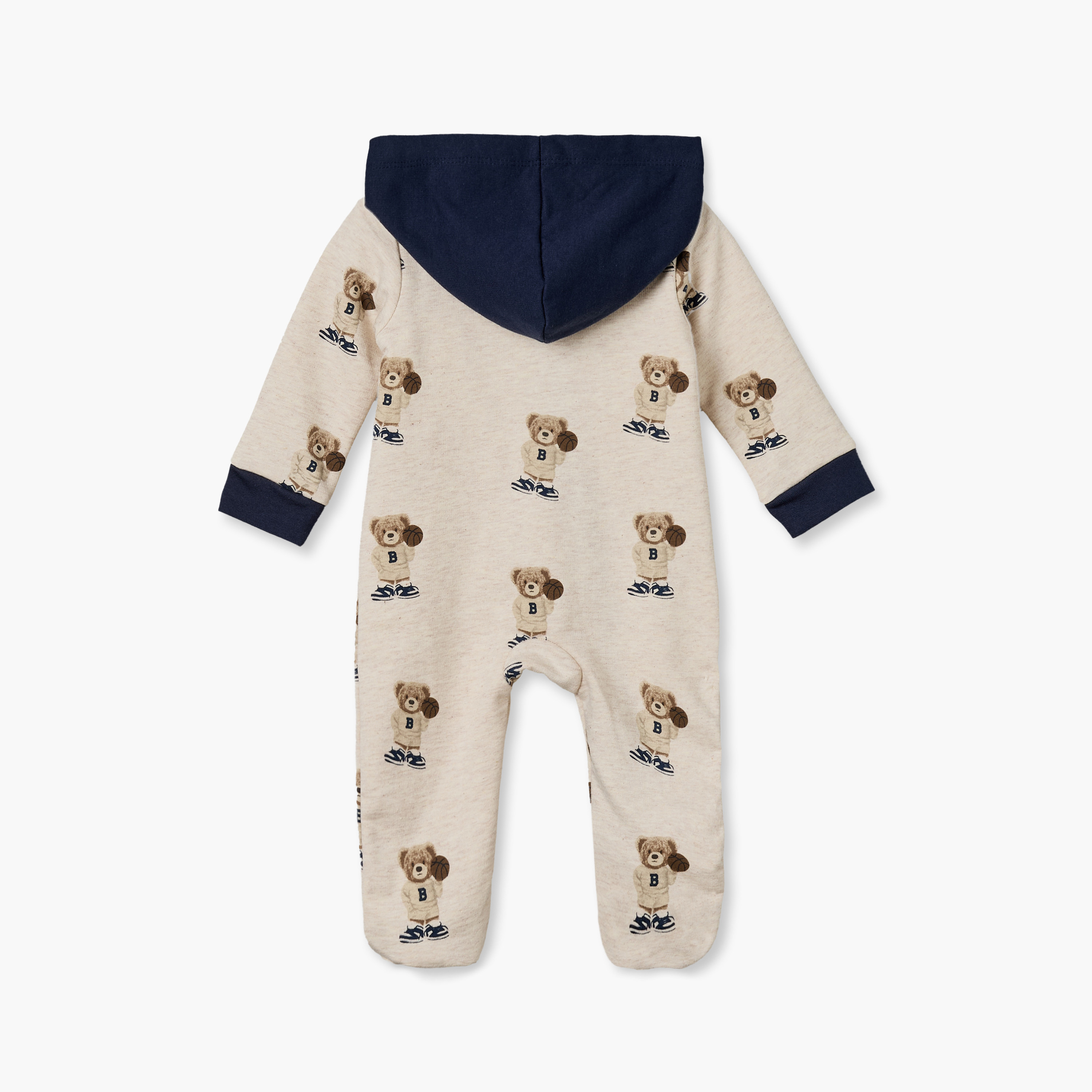 Juniors Cotton Hooded Long Sleeves Sleepsuit with Zip Closure-baby-boys-clothing-nightwear-sleepsuits-image-2