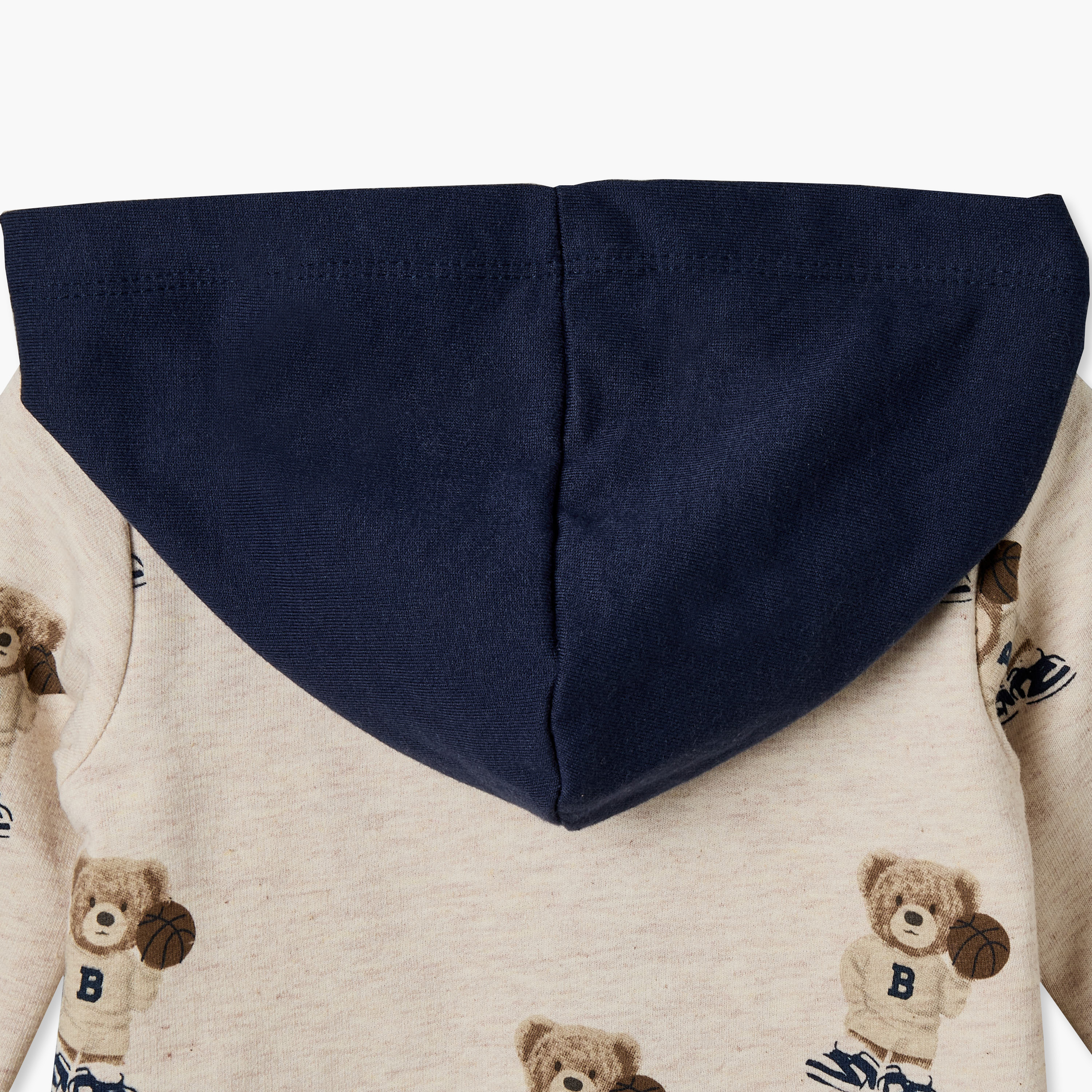 Juniors Cotton Hooded Long Sleeves Sleepsuit with Zip Closure-baby-boys-clothing-nightwear-sleepsuits-image-5