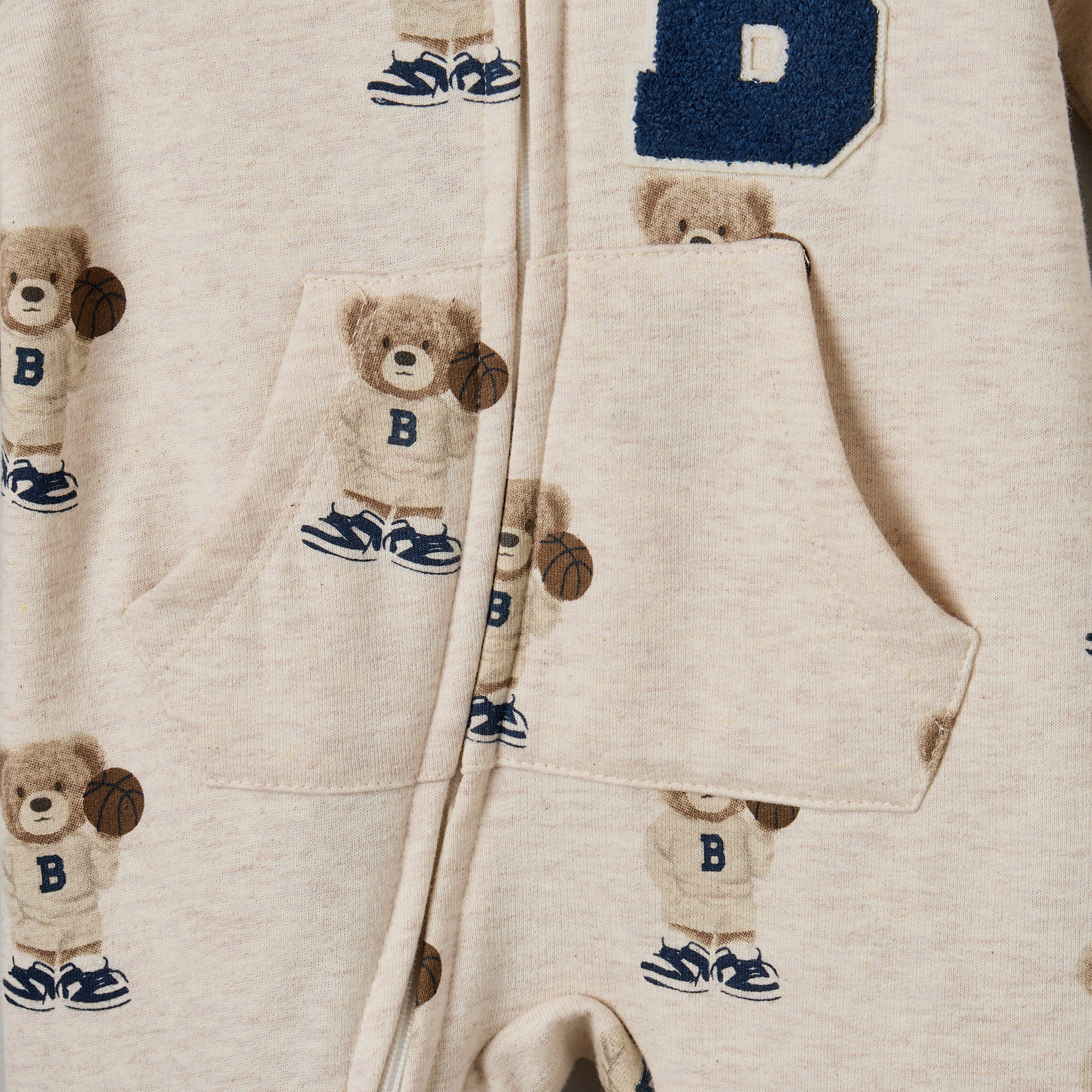Juniors Cotton Hooded Long Sleeves Sleepsuit with Zip Closure-baby-boys-clothing-nightwear-sleepsuits-image-6