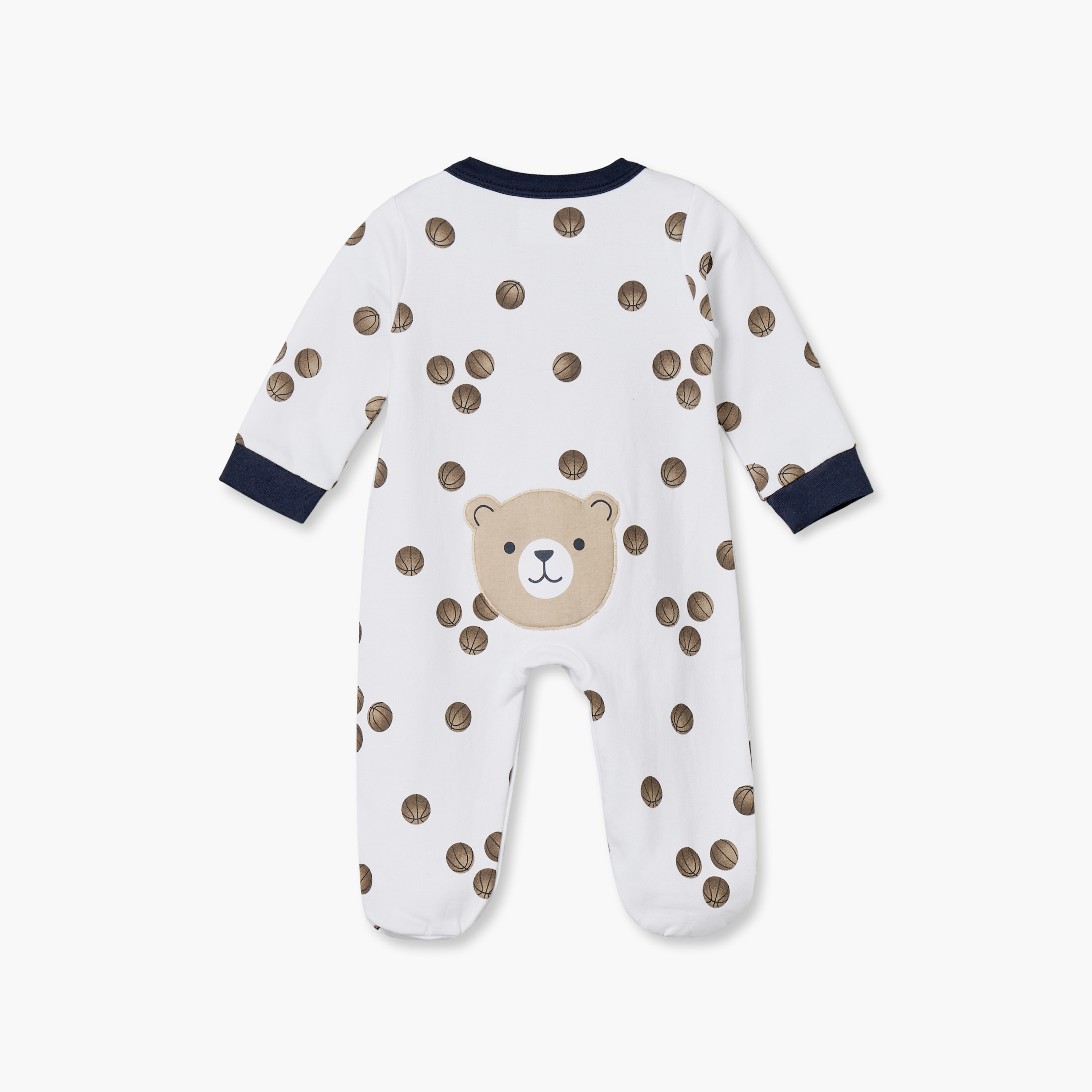 بدلة نوم قطنية بياقة ضيقة وأكمام طويلة وأزرار إغلاق كبس من جونيورز-baby-boys-clothing-nightwear-sleepsuits-image-2