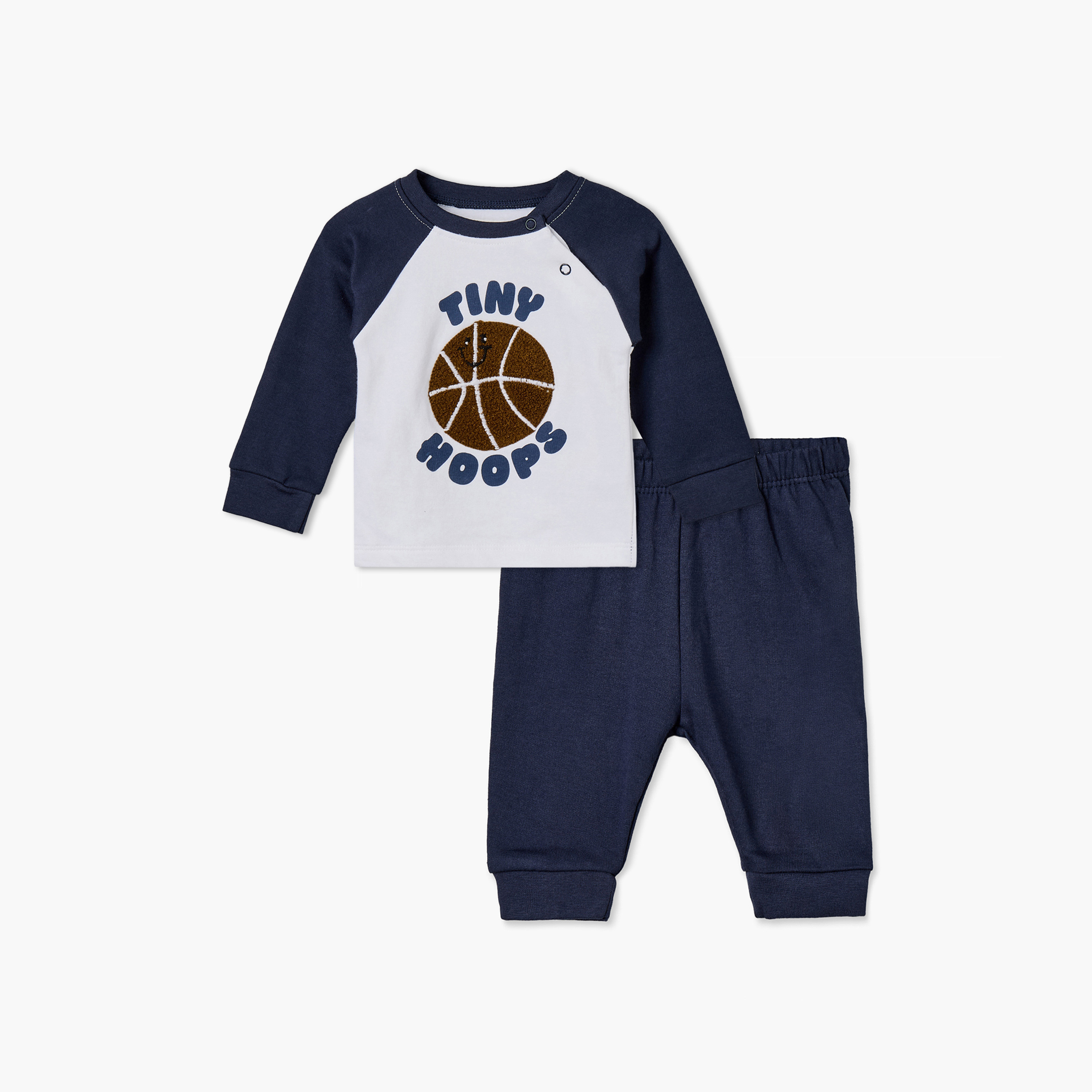 Juniors Cotton Crew Neck Long Sleeves Pyjama Set with Basketball Print-baby-boys-clothing-nightwear-pyjamasets-image-1