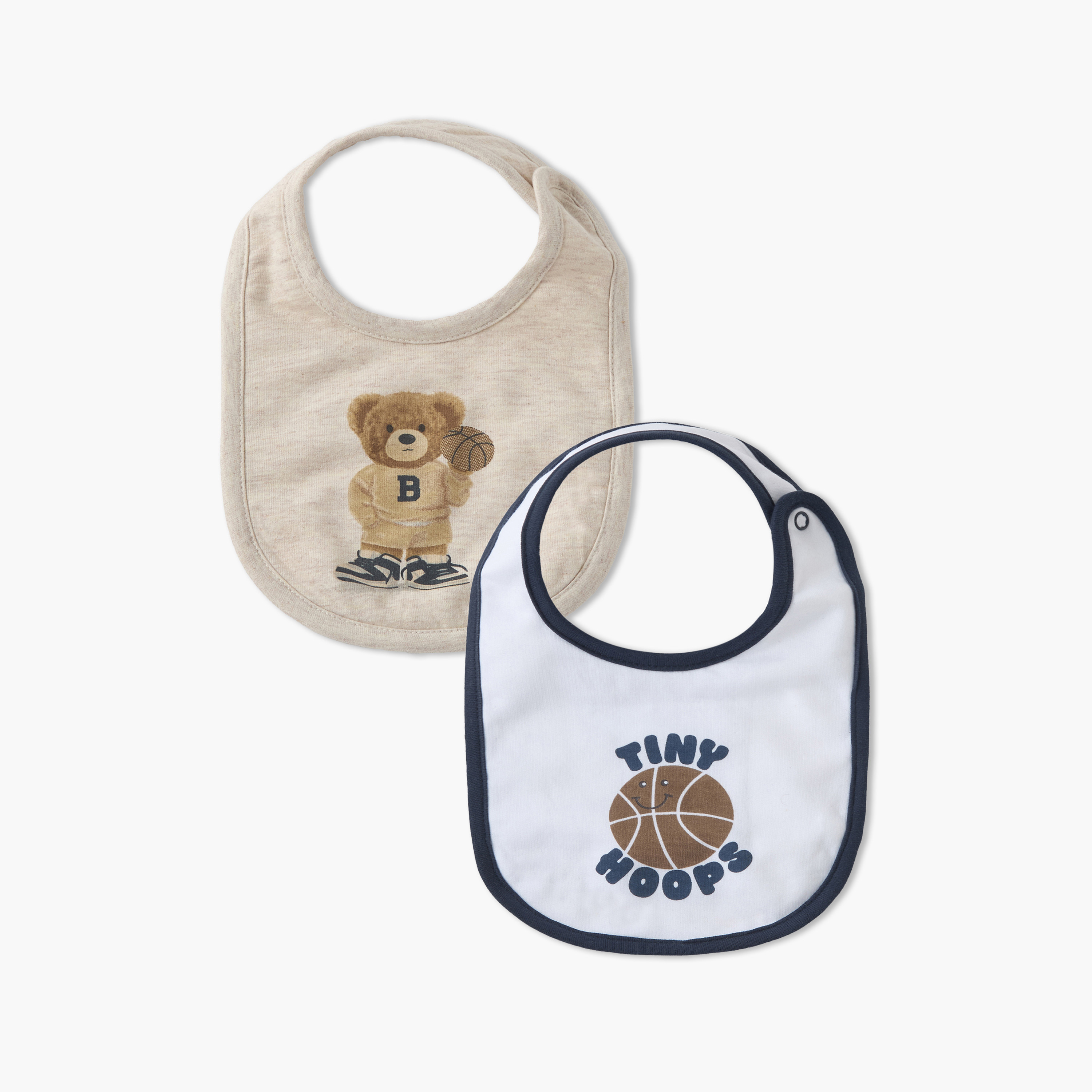 مريلة أطفال بطبعات جرافيك من جونيورز - طقم من قطعتين-baby-feeding-bibs-image-1