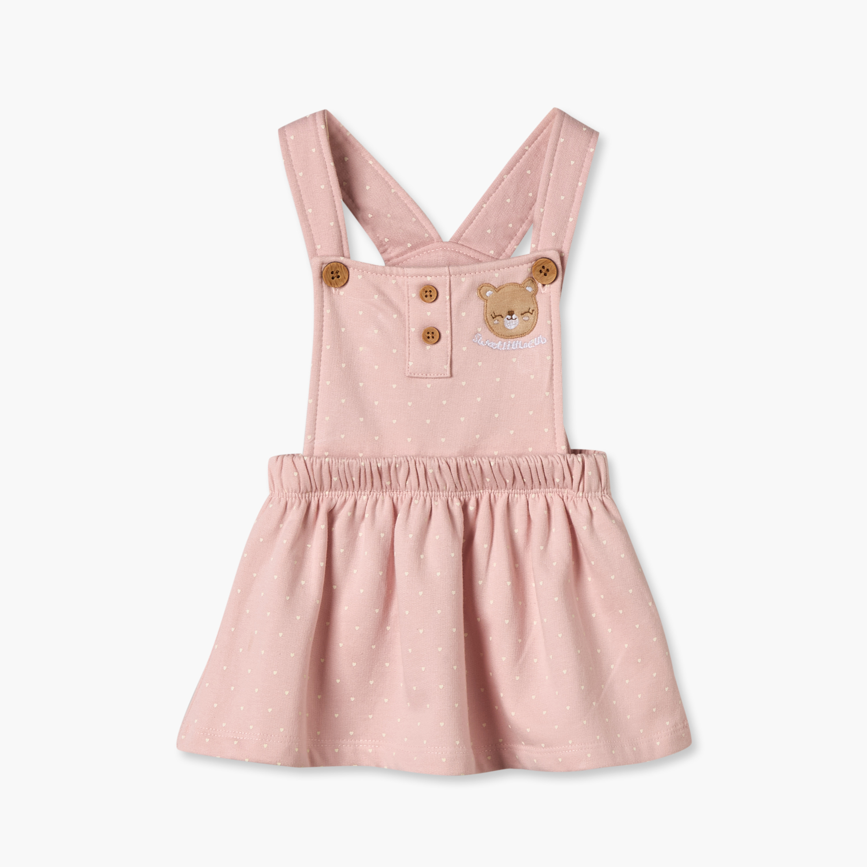 Juniors Peter Pan Collar Long Sleeves Knee Length Pinafore Dress with T-shirt-baby-girls-clothing-winterwear-dresses-image-3