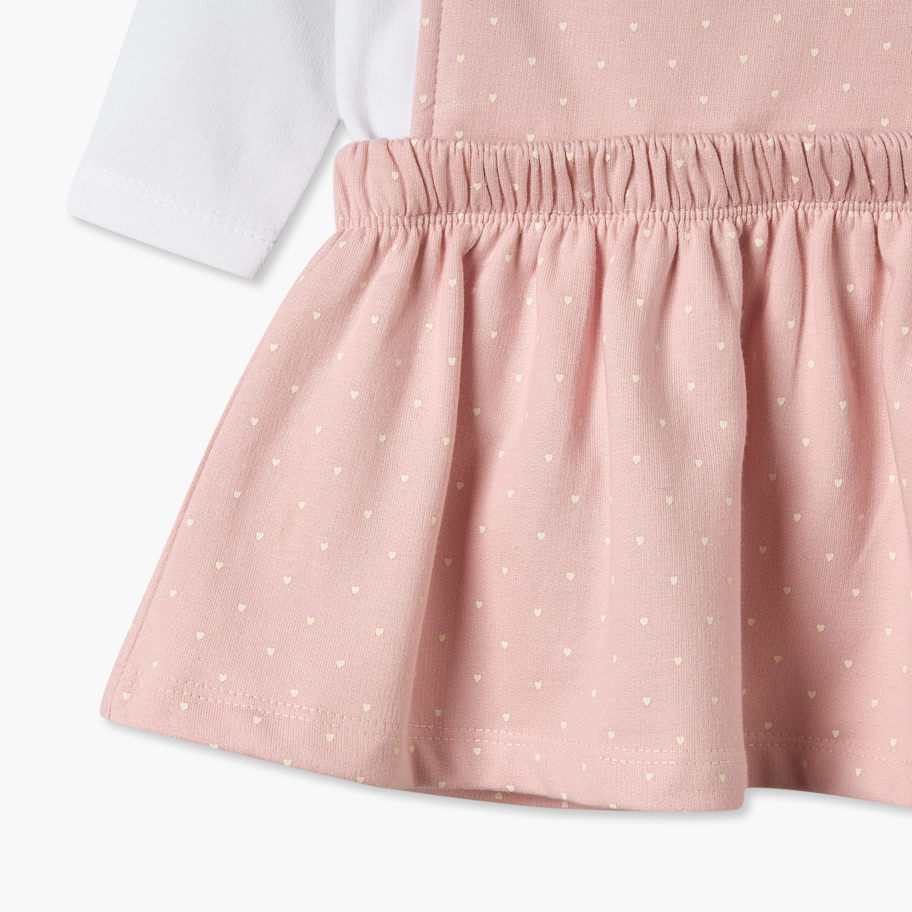 Juniors Peter Pan Collar Long Sleeves Knee Length Pinafore Dress with T-shirt-baby-girls-clothing-winterwear-dresses-image-6