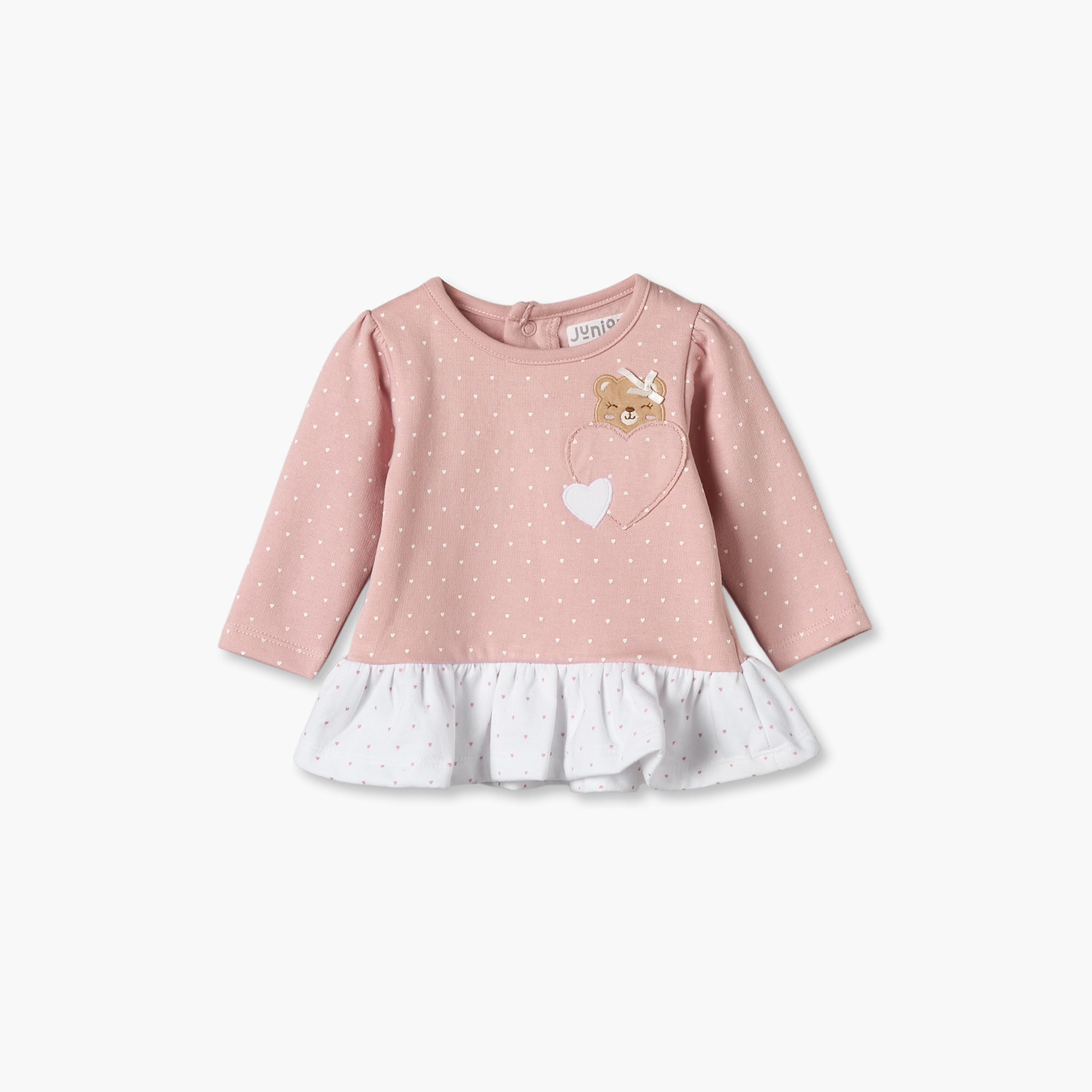 طقم بيجاما قطن بياقة ضيقة وأكمام طويلة وطبعات منقطة من جونيورز-baby-girls-clothing-winterwear-pyjamasets-image-2