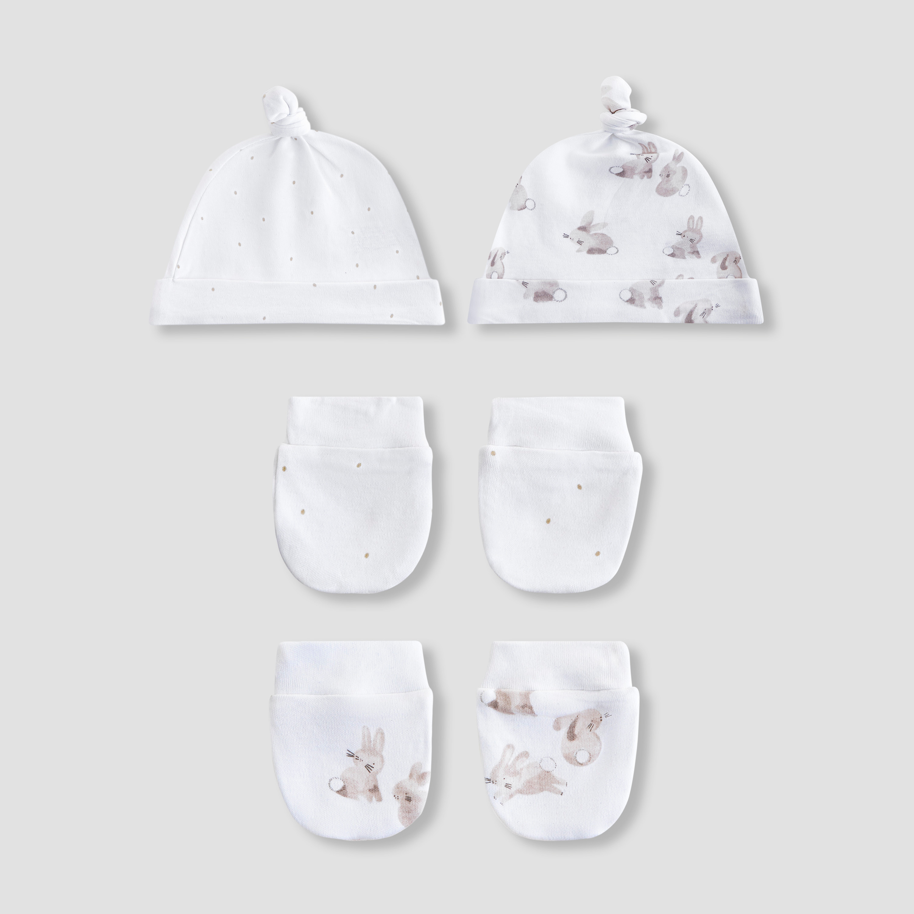 Set of 4 Juniors Cap with Mittens, 0-36 months-baby-girls-accessories-caps-image-1