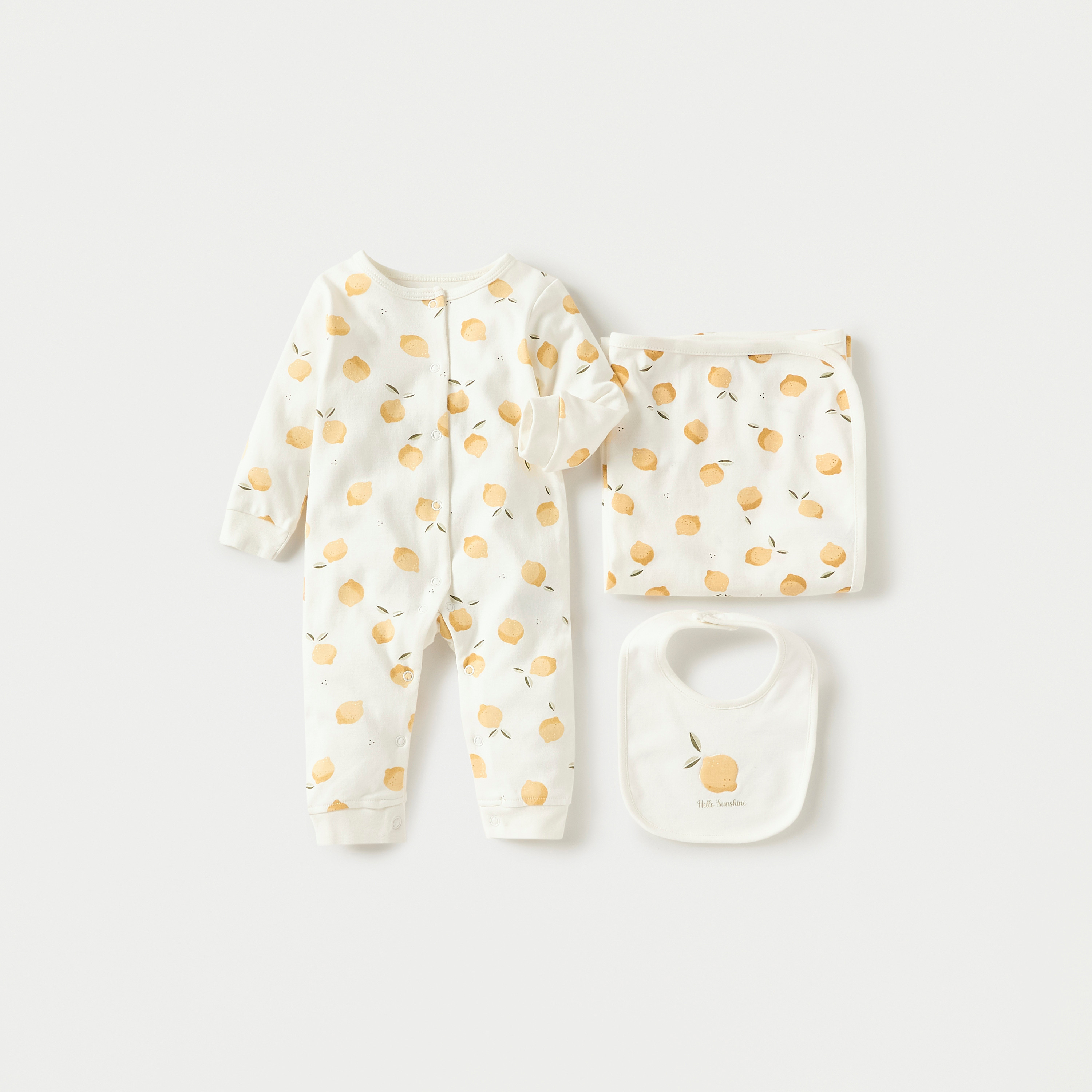 بدلة نوم بطبعات مع بطانية لحديثي الولادة ومريلة من جونيورز-baby-girls-clothing-setsandcoords-image-1