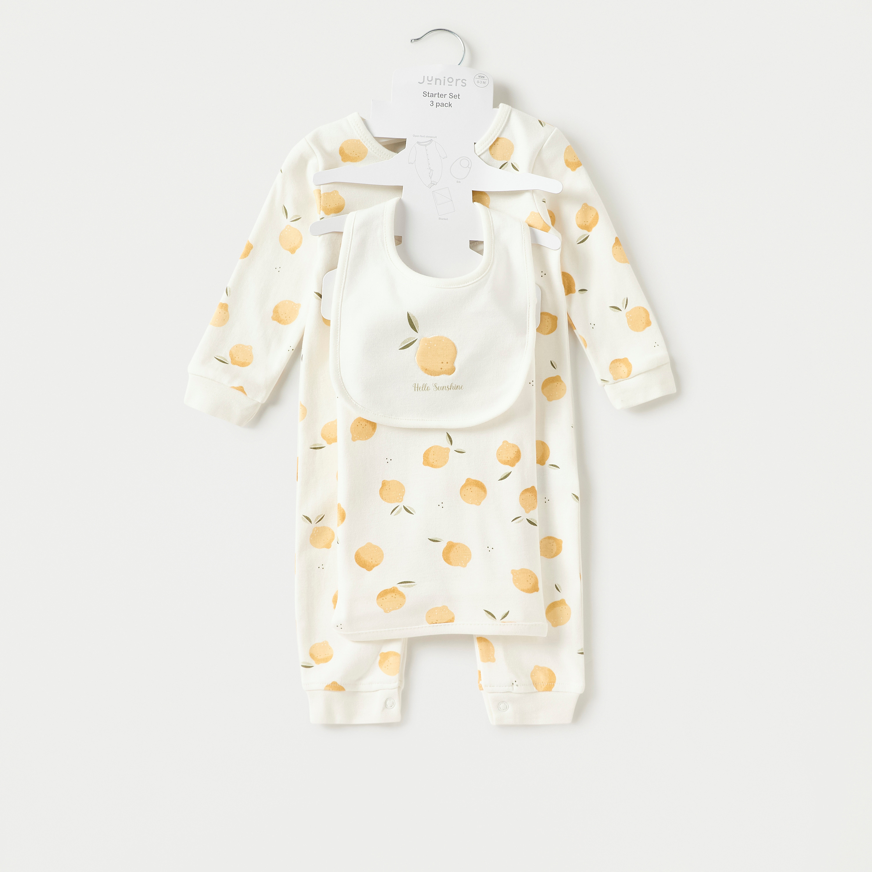 بدلة نوم بطبعات مع بطانية لحديثي الولادة ومريلة من جونيورز-baby-girls-clothing-setsandcoords-image-7