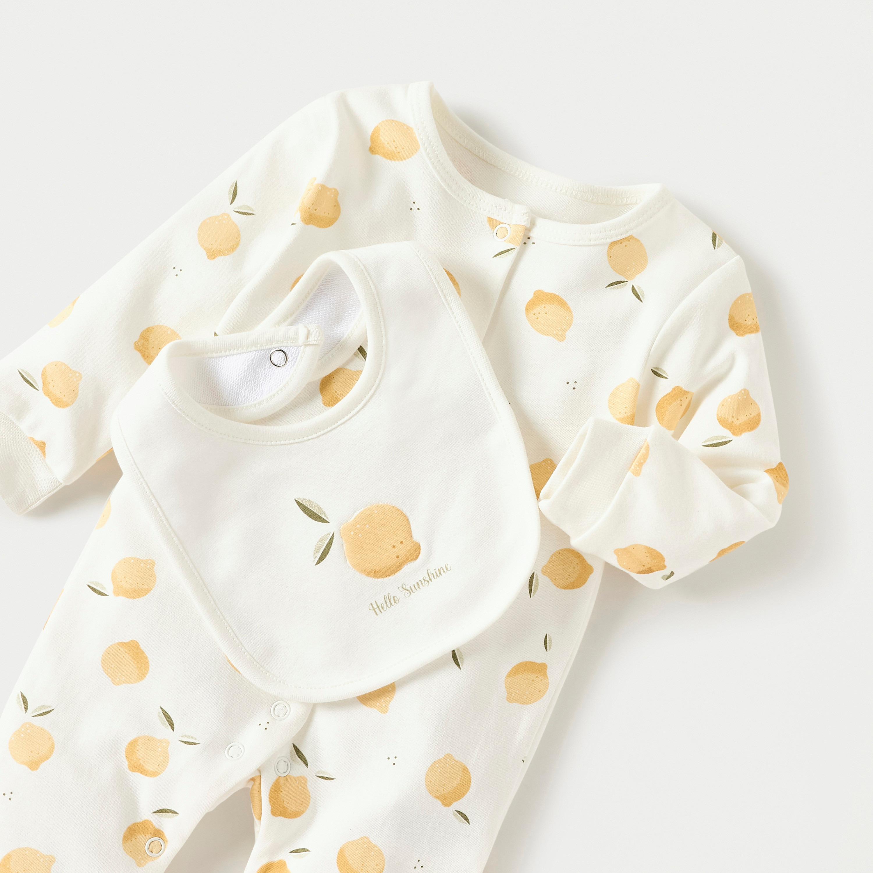 بدلة نوم بطبعات مع بطانية لحديثي الولادة ومريلة من جونيورز-baby-girls-clothing-setsandcoords-image-5