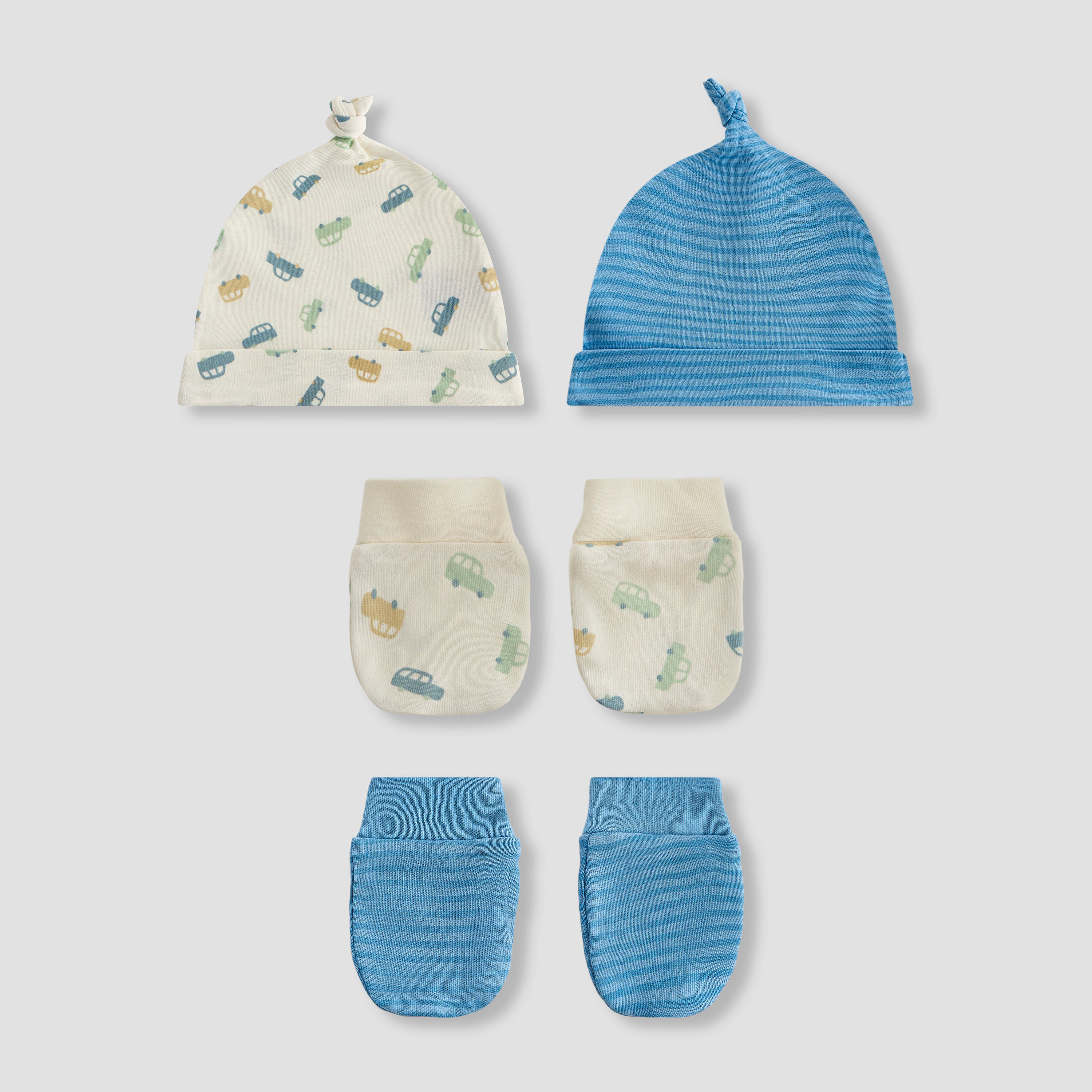 Set of 4 Juniors Cap with Mittens, 0-36 months-baby-boys-accessories-caps-image-1