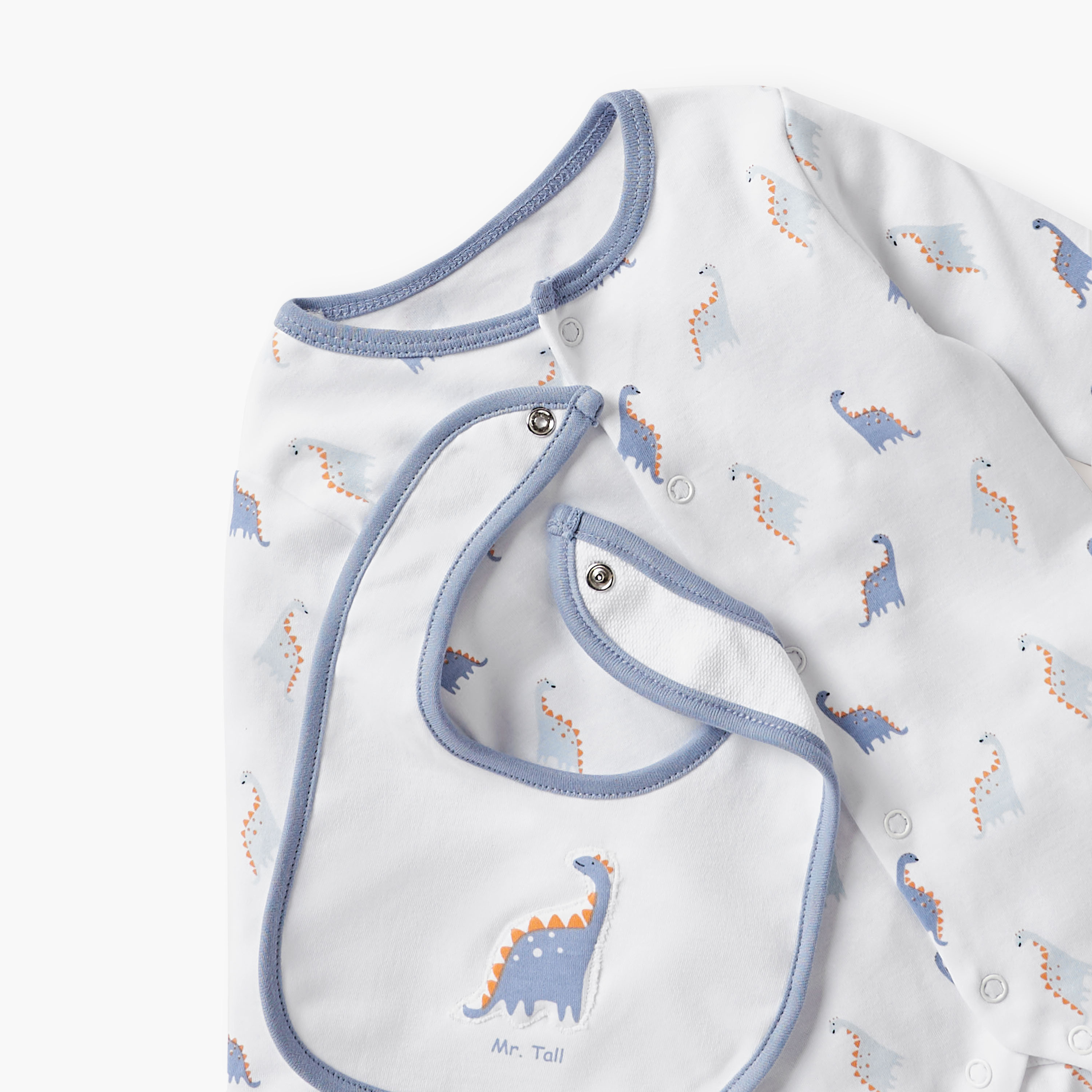 Juniors Dinosaur Print Sleepsuit with Bib and Receiving Blanket-baby-girls-clothing-setsandcoords-image-5