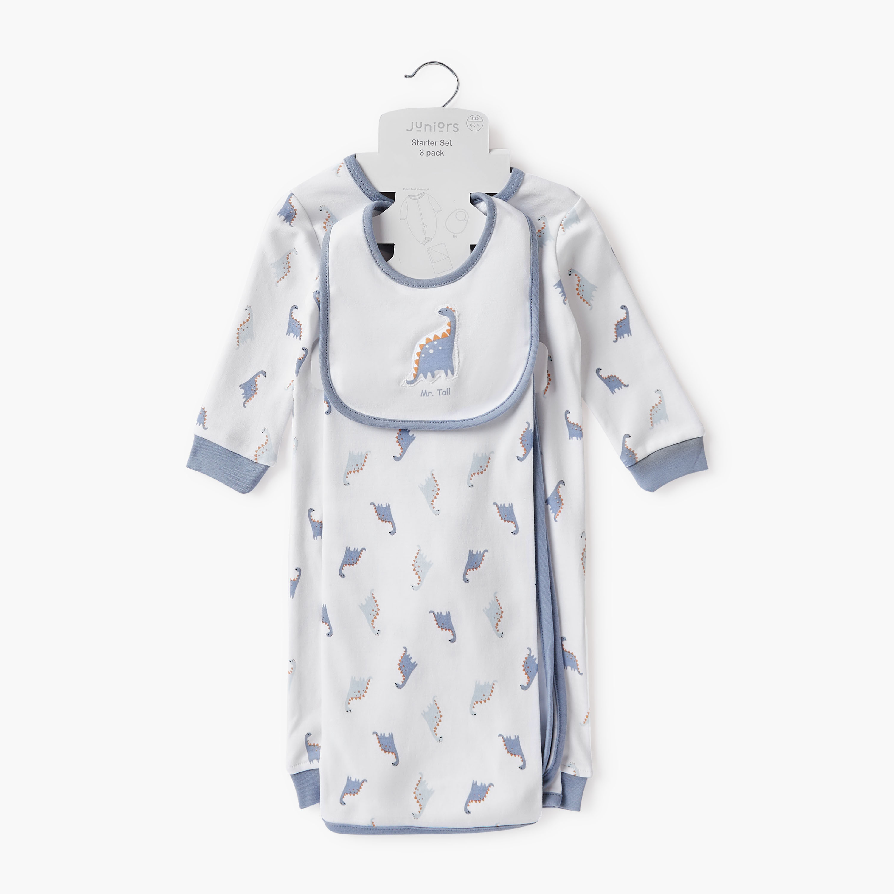 Juniors Dinosaur Print Sleepsuit with Bib and Receiving Blanket-baby-girls-clothing-setsandcoords-image-7